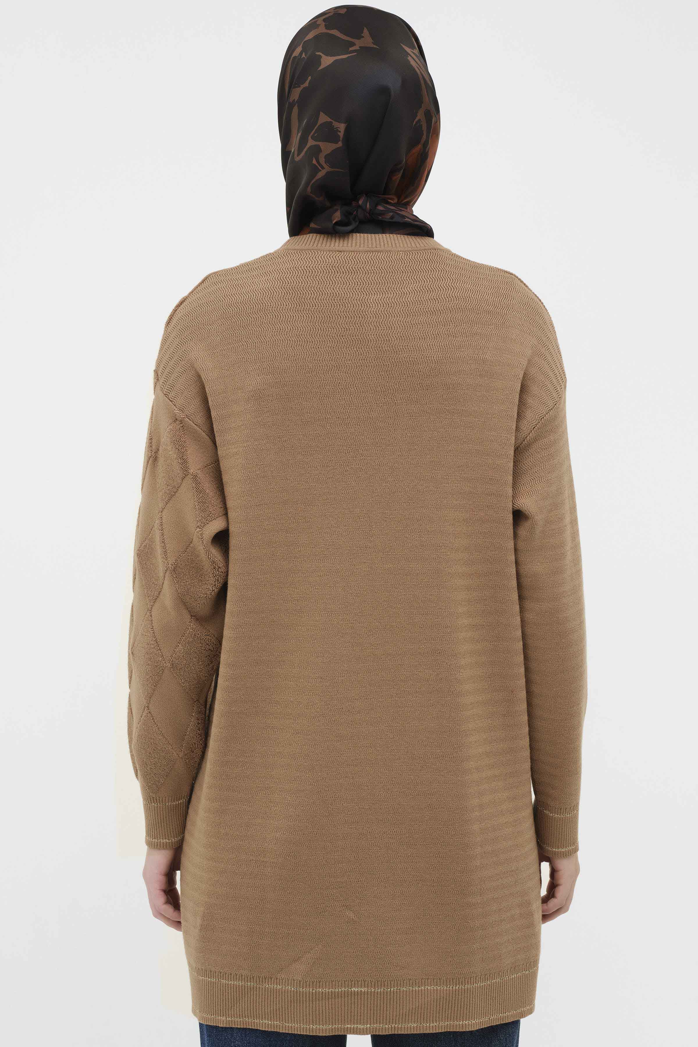 Baklava Desen Triko Tunik - Camel TUGBA