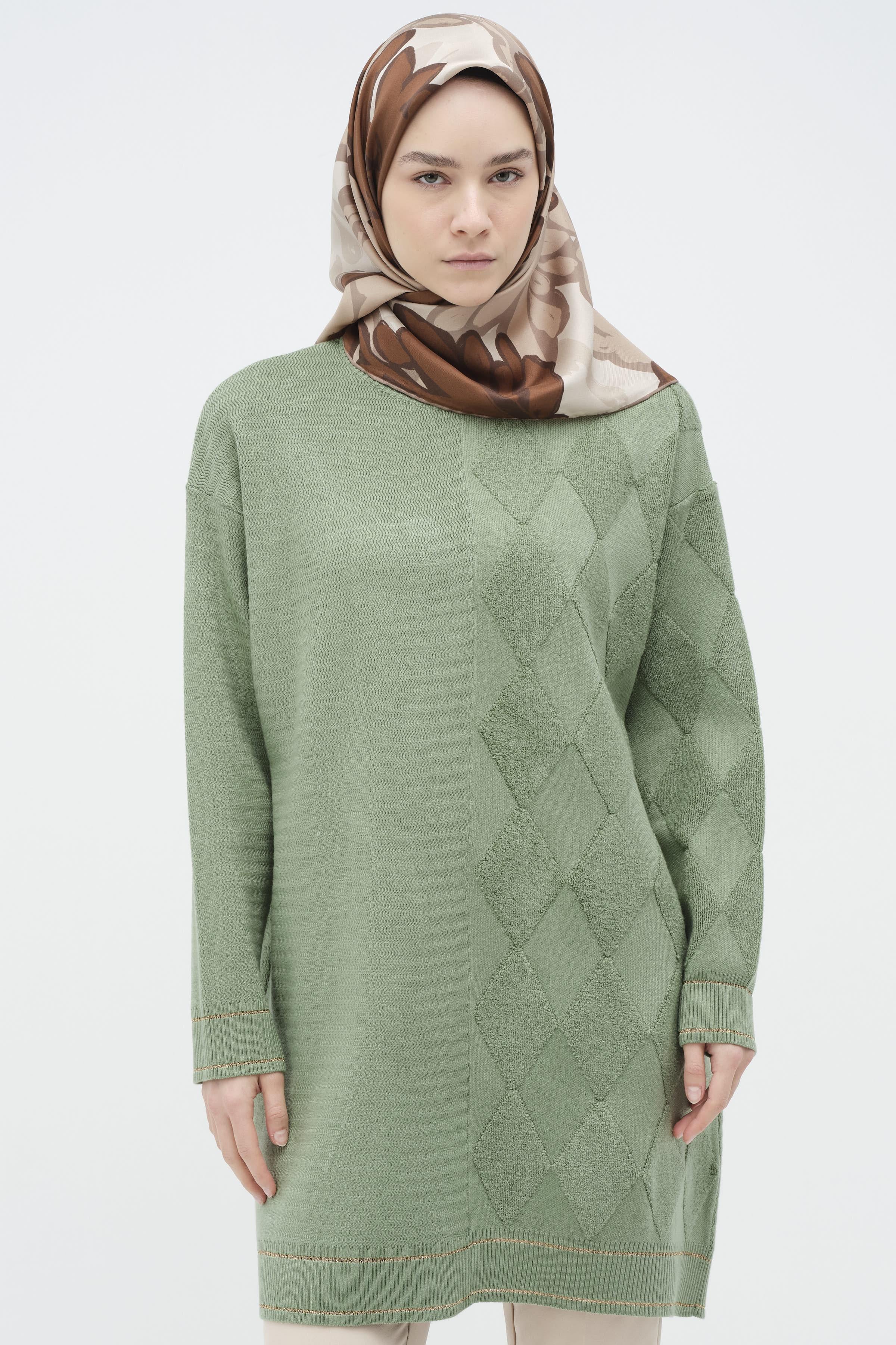 Baklava Desen Triko Tunik - Mint TUGBA