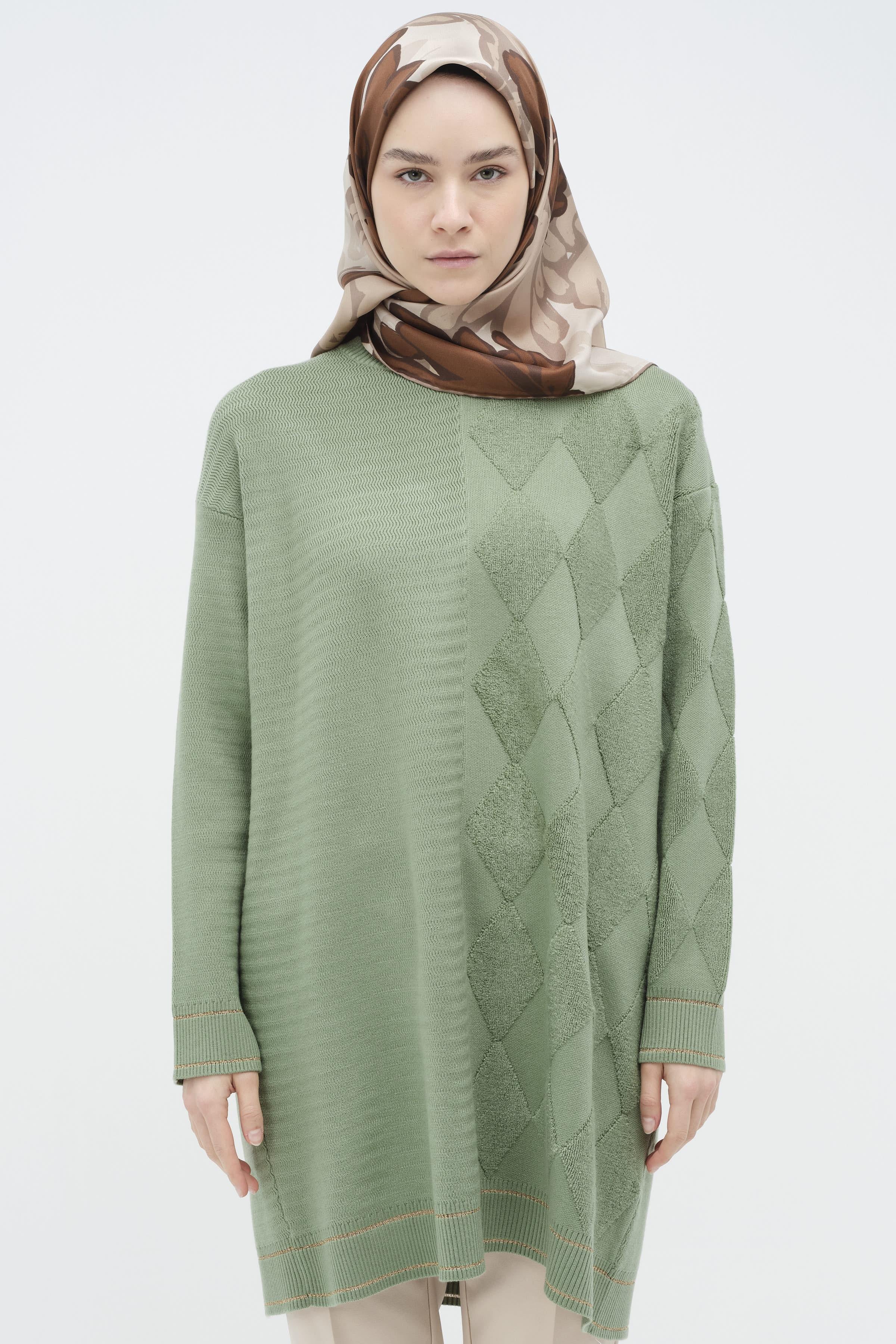 Baklava Desen Triko Tunik - Mint TUGBA