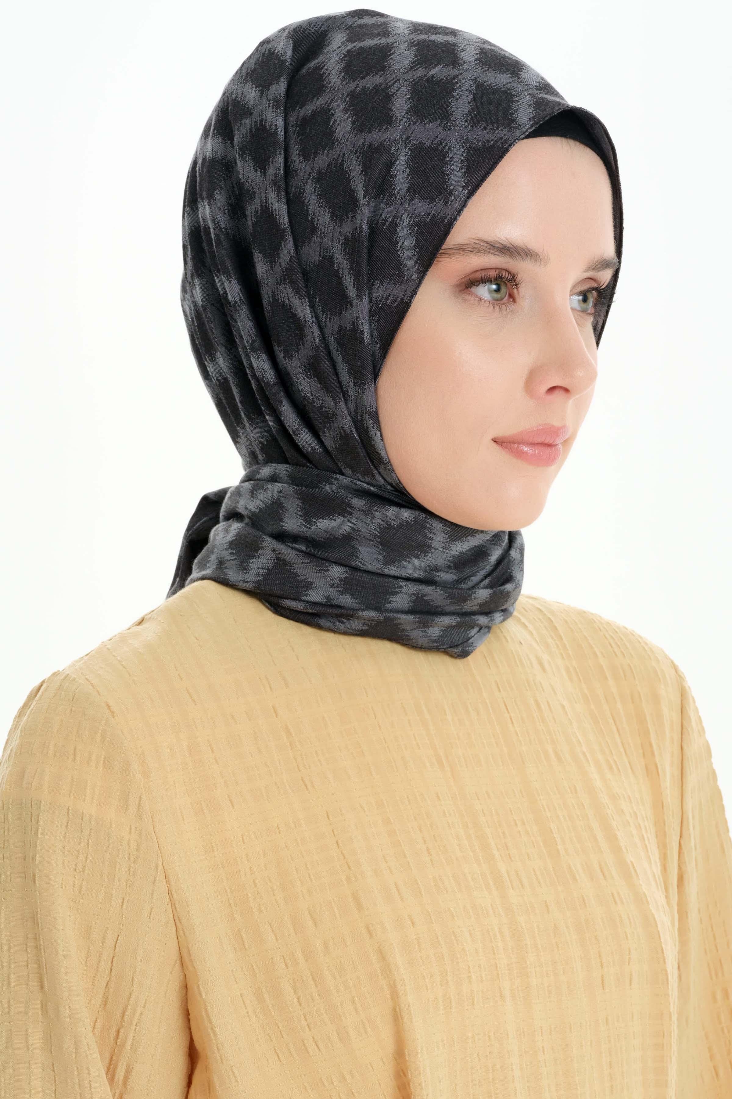 Baklava Desen Pamuk Şal - Antrasit TUGBA