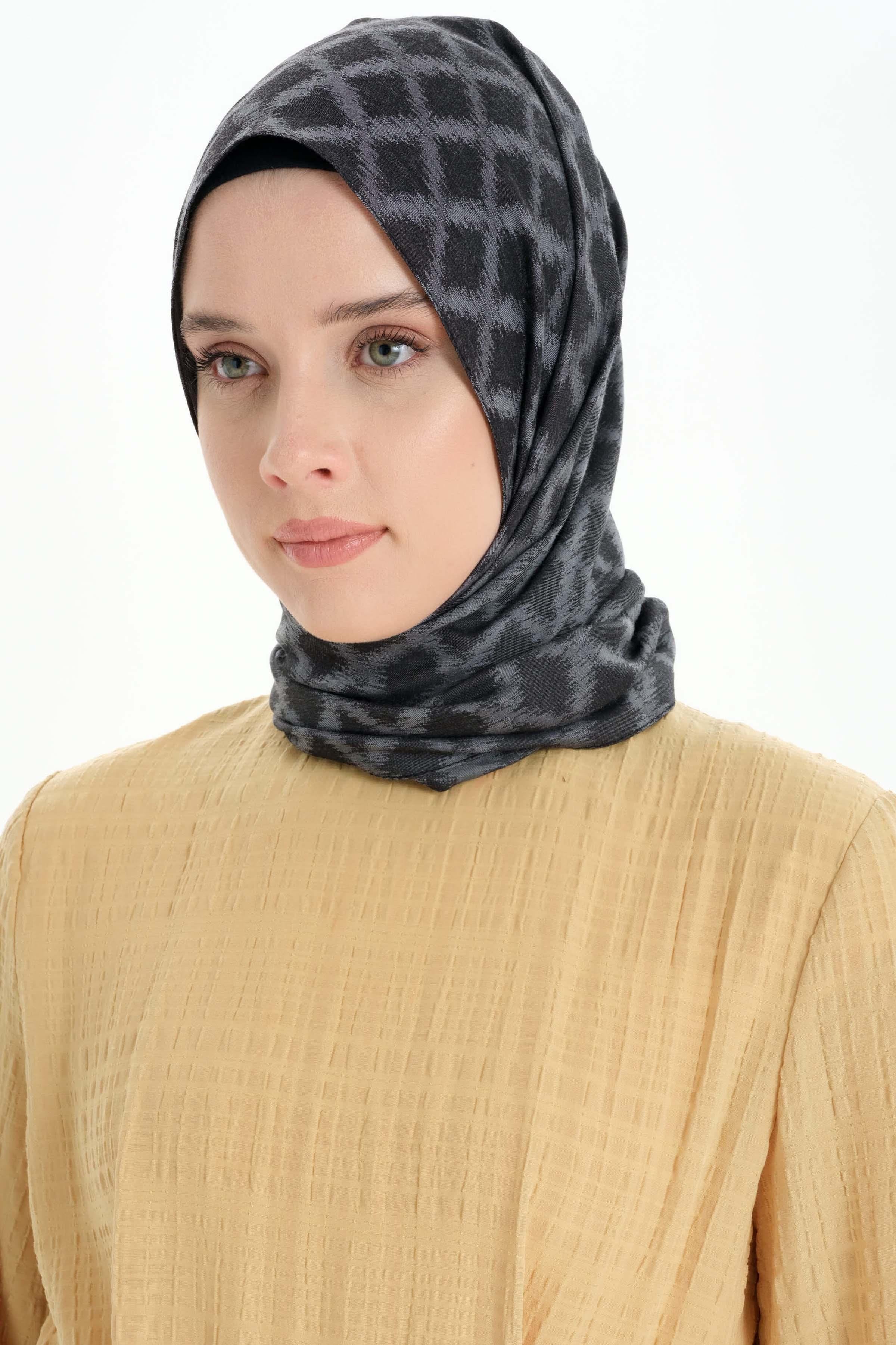 Baklava Desen Pamuk Şal - Antrasit TUGBA