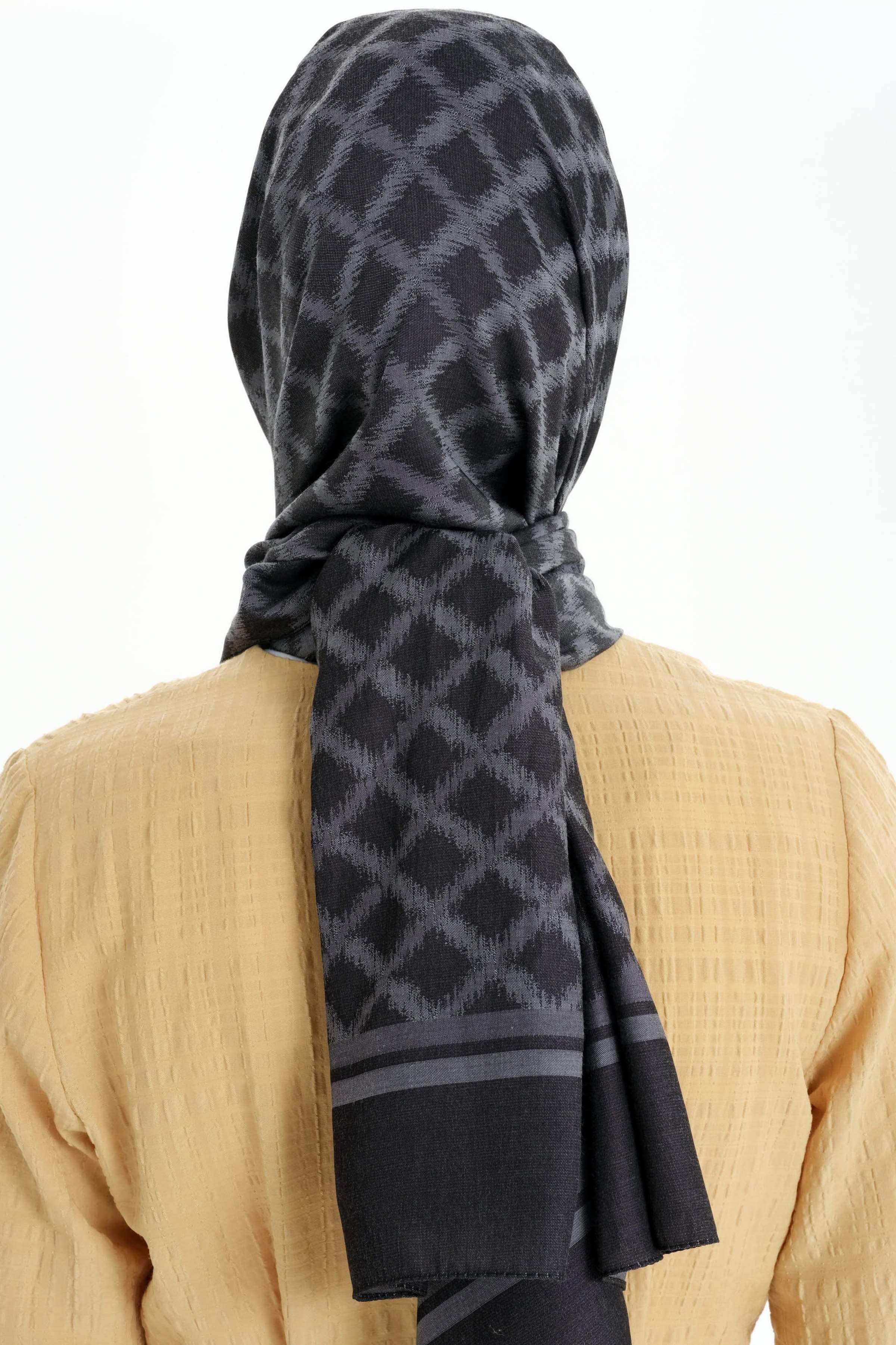 Baklava Desen Pamuk Şal - Antrasit TUGBA