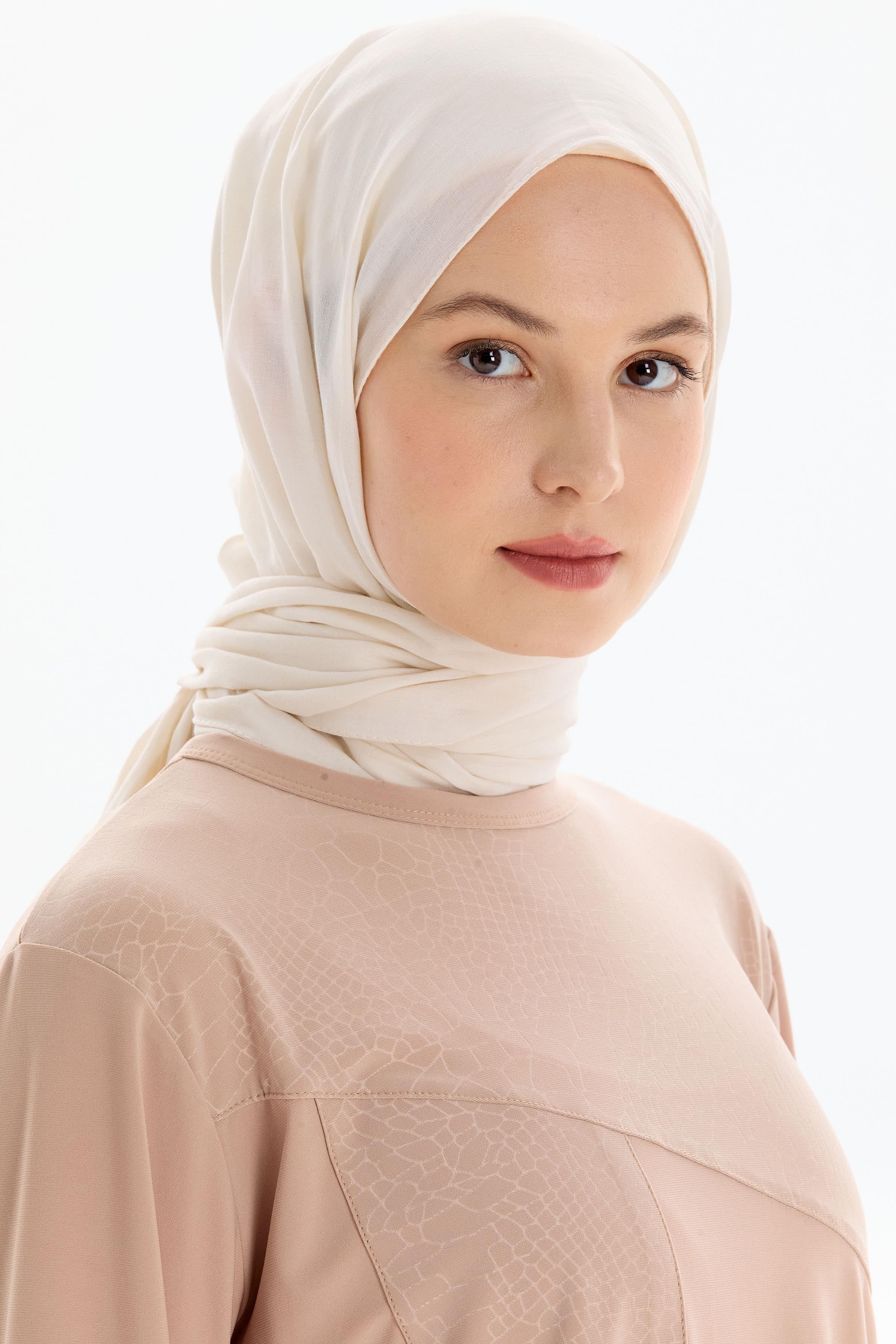 Baklava Desen Pamuk Şal - Ekru TUGBA