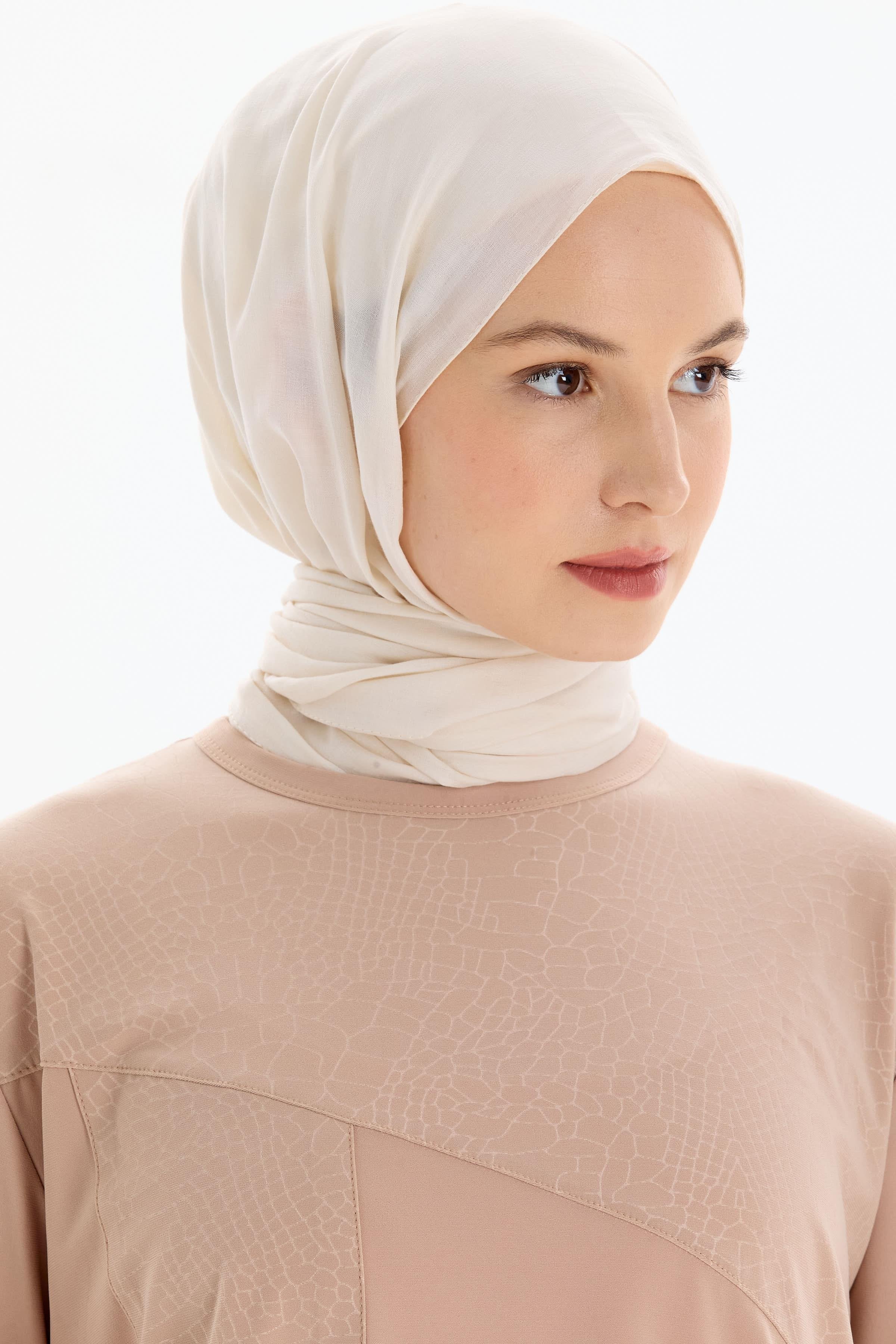 Baklava Desen Pamuk Şal - Ekru TUGBA