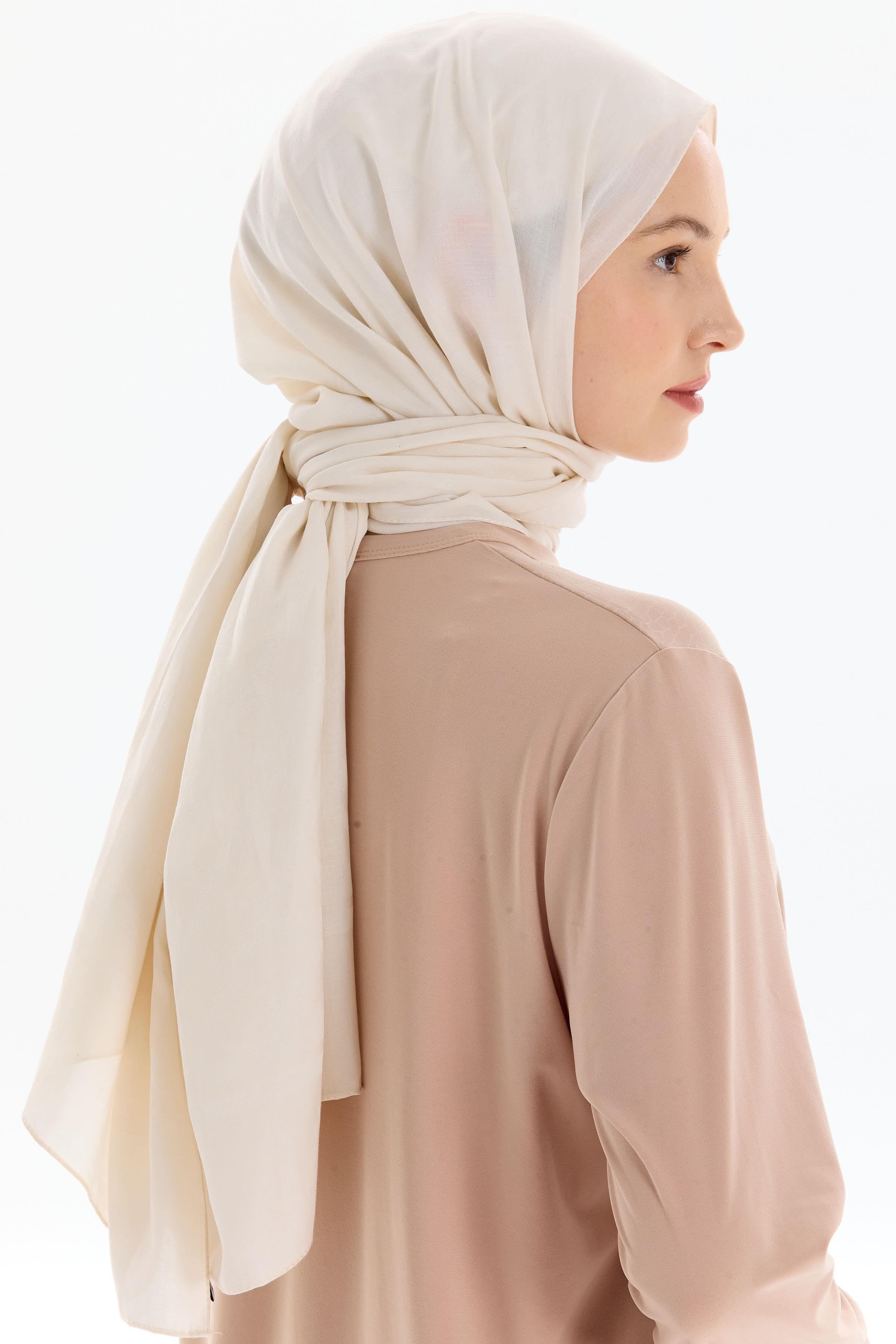 Baklava Desen Pamuk Şal - Ekru TUGBA