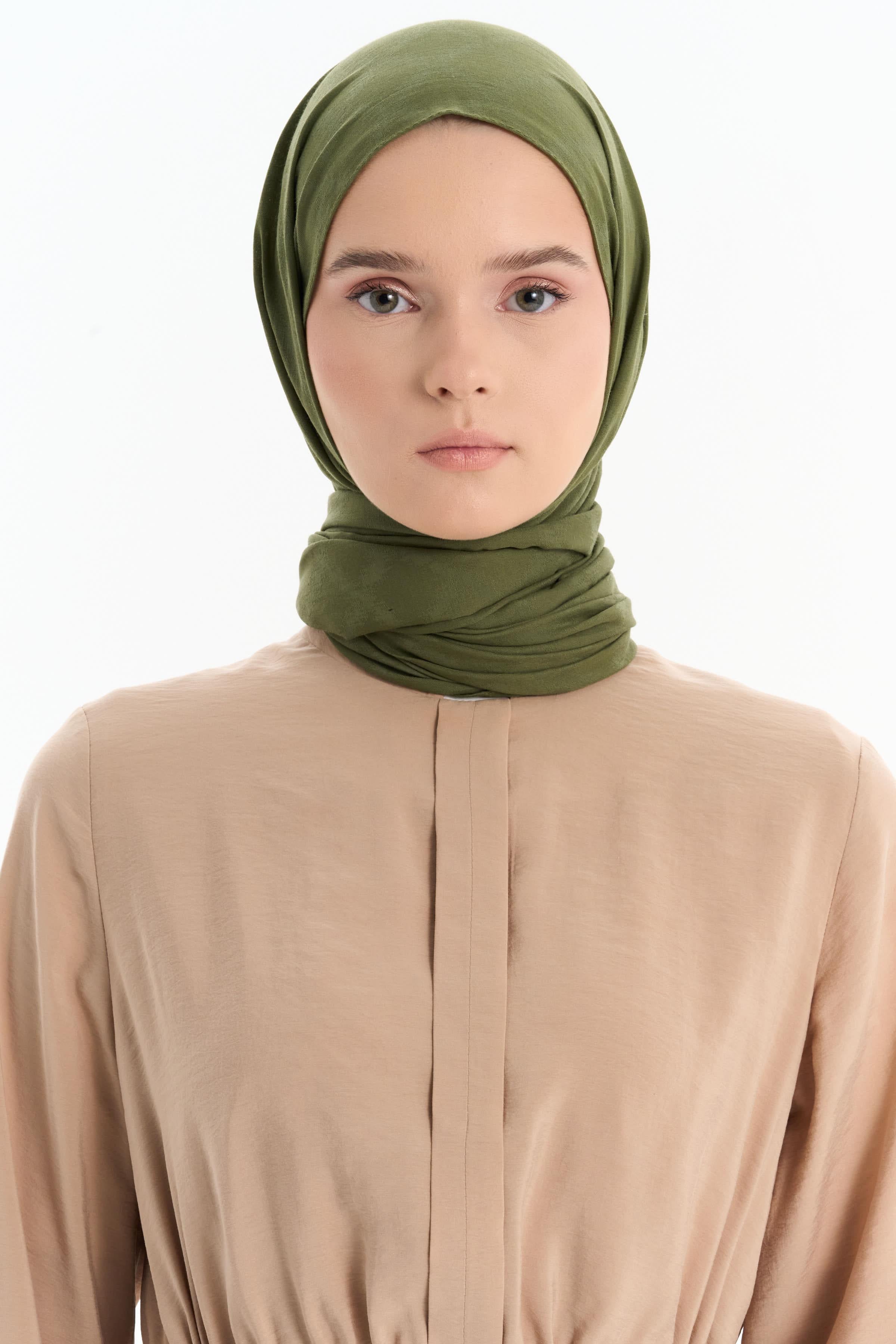 Baklava Desen Pamuk Şal - Haki TUGBA