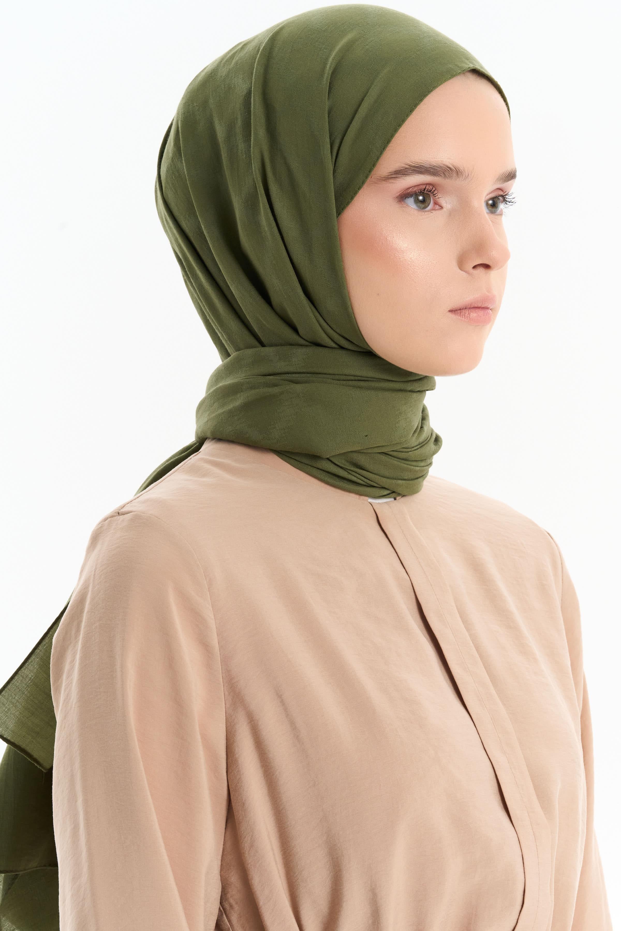 Baklava Desen Pamuk Şal - Haki TUGBA