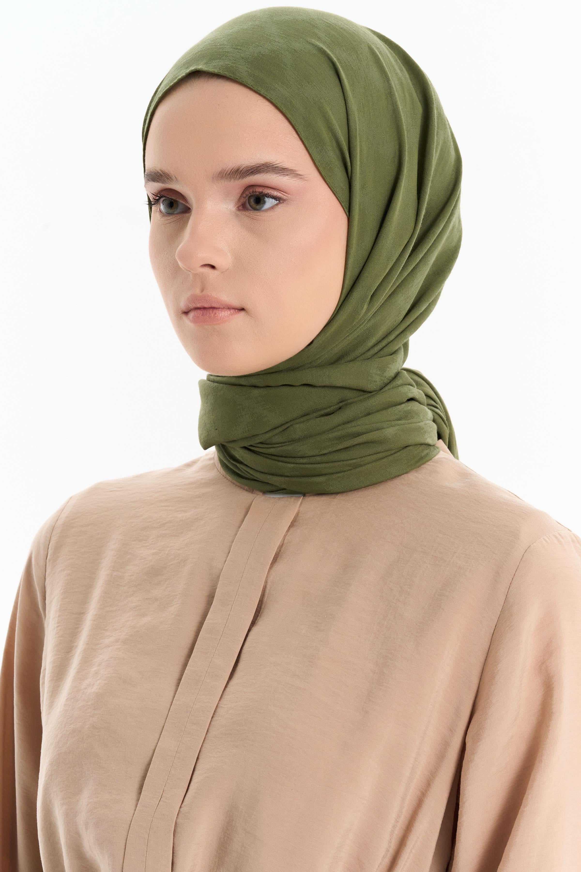 Baklava Desen Pamuk Şal - Haki TUGBA