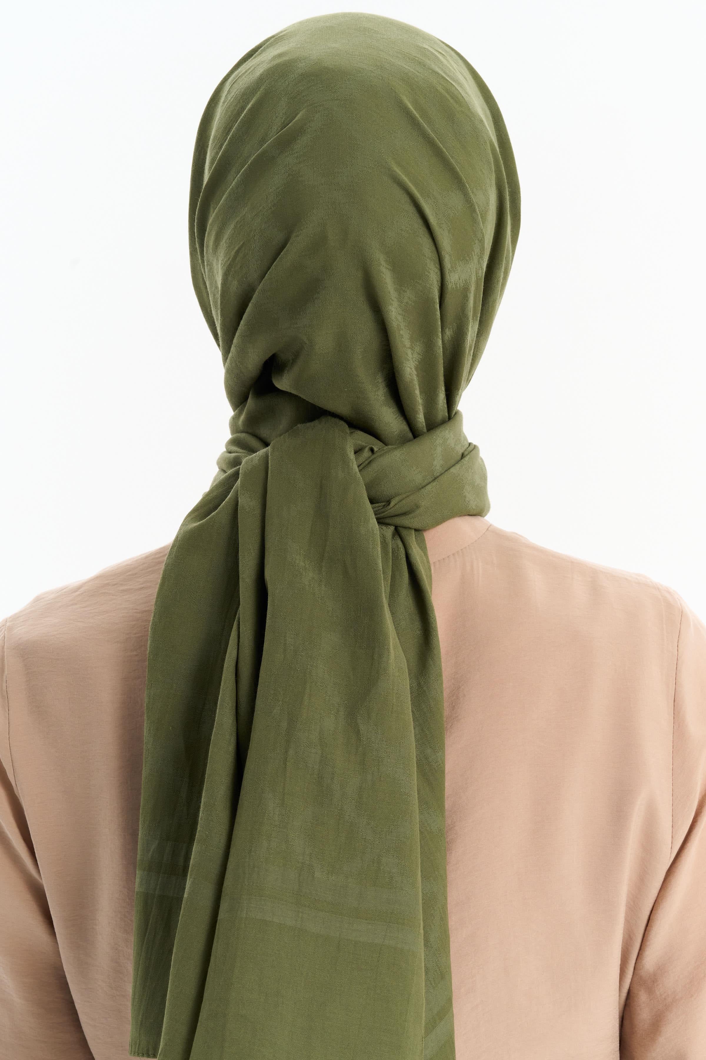 Baklava Desen Pamuk Şal - Haki TUGBA