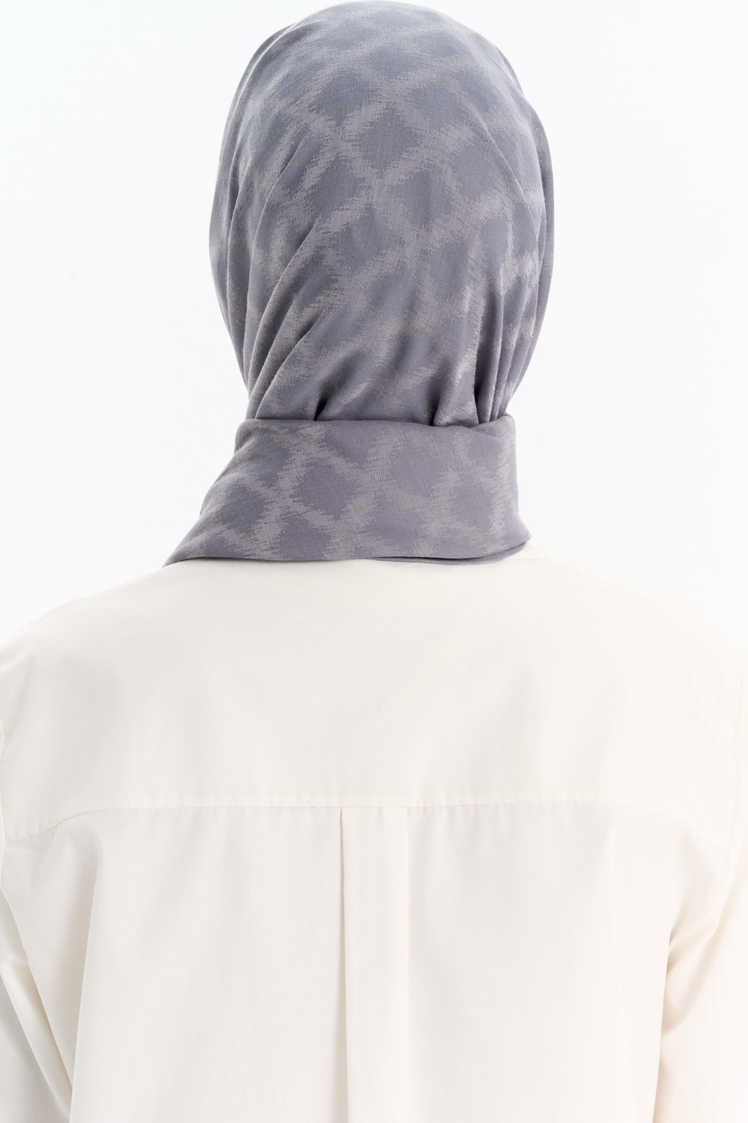 Baklava Desen Pamuk Şal - Koyu Gri TUGBA