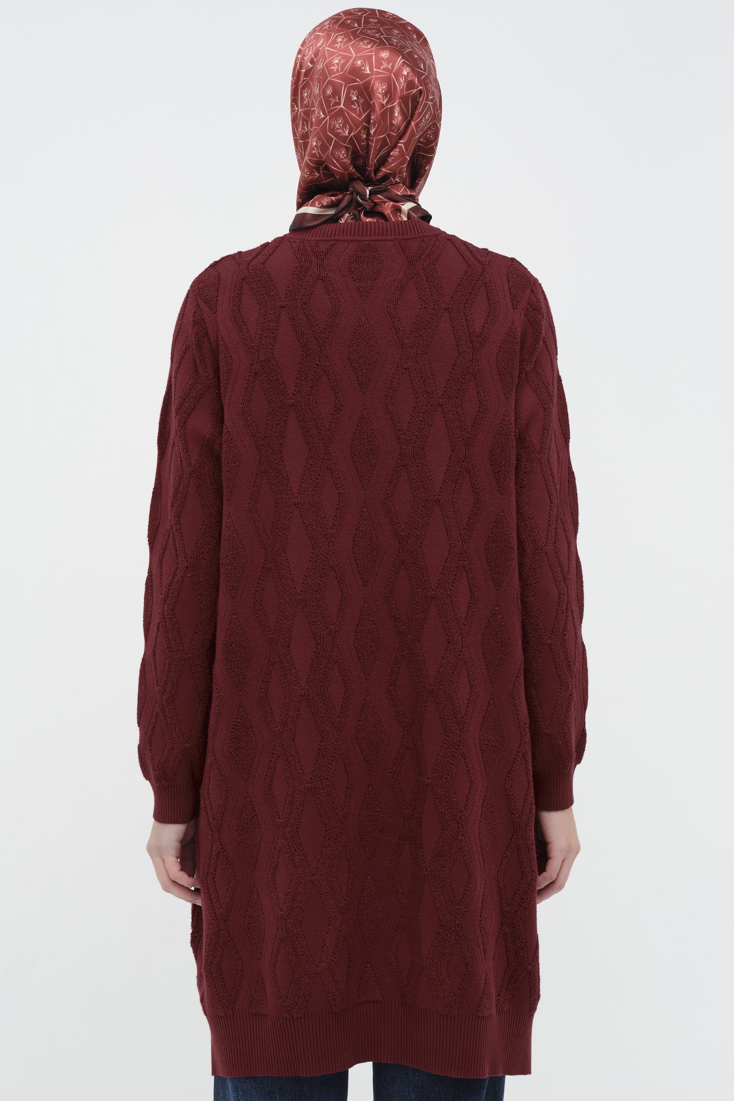 Baklava Desenli Triko Tunik - Bordo TUGBA