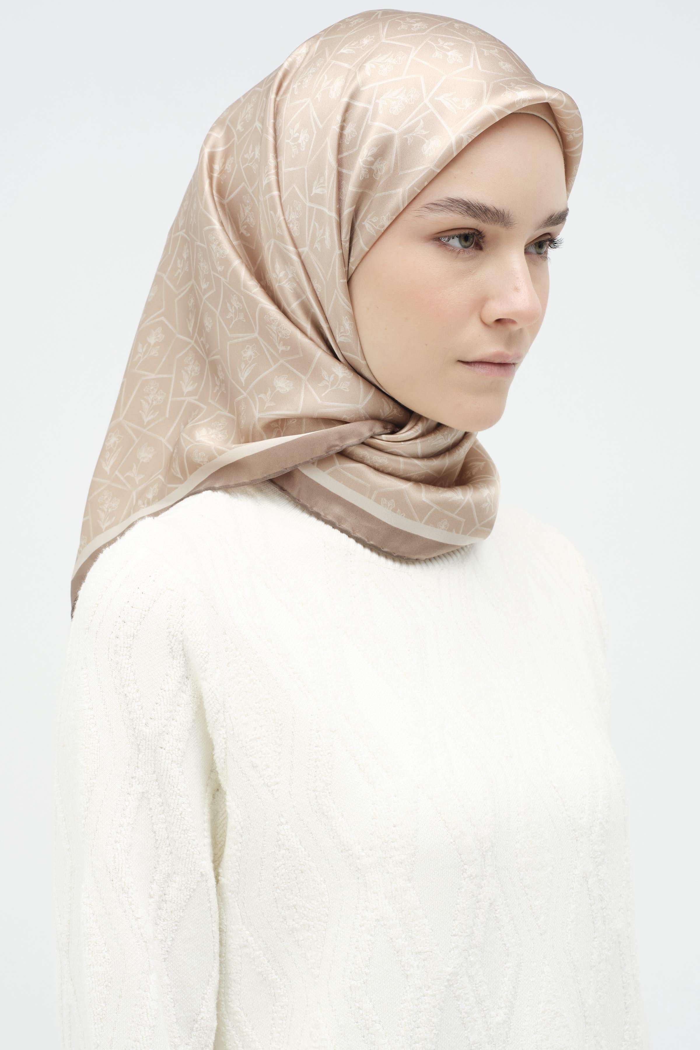 Baklava Desenli Triko Tunik - Ekru TUGBA