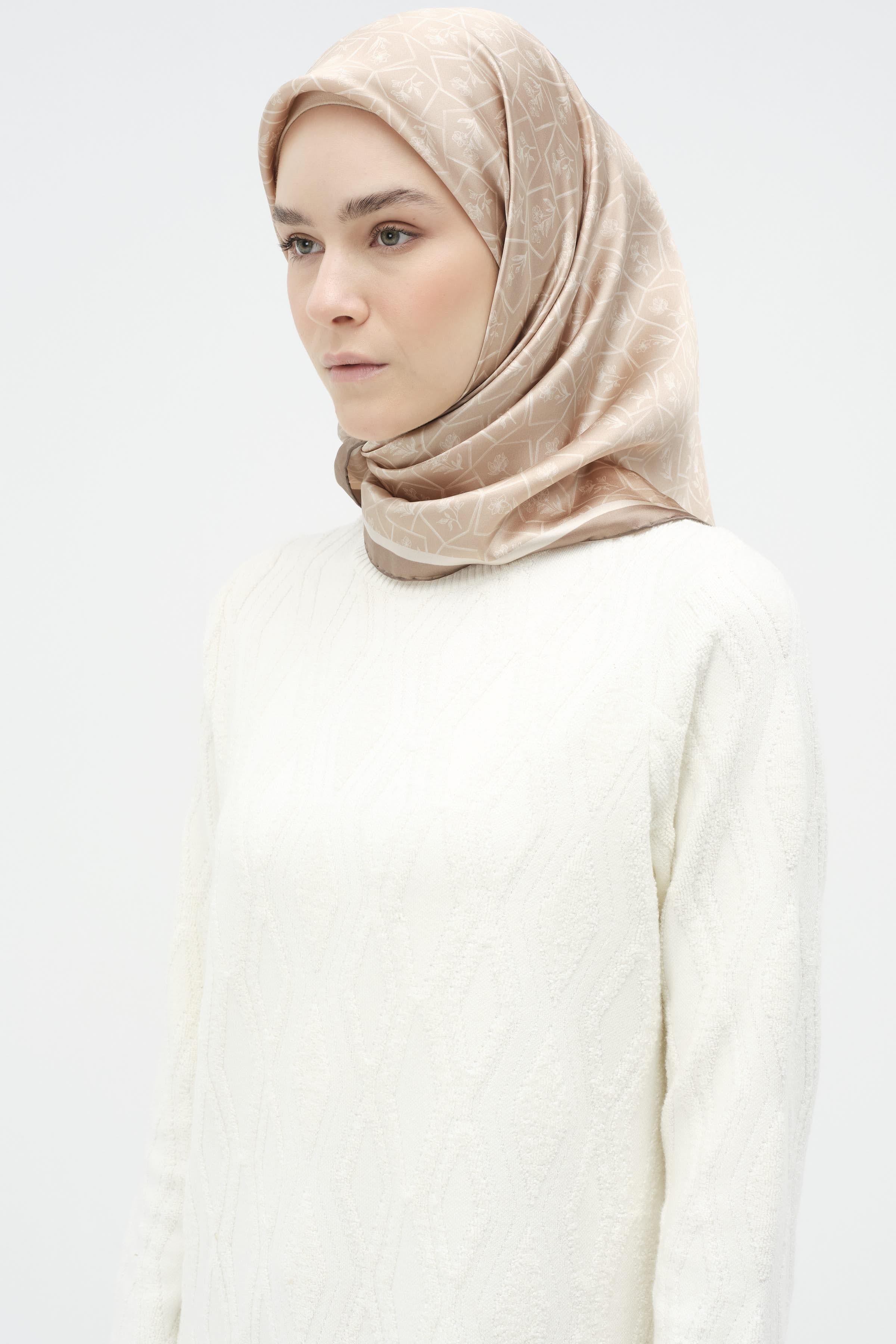 Baklava Desenli Triko Tunik - Ekru TUGBA