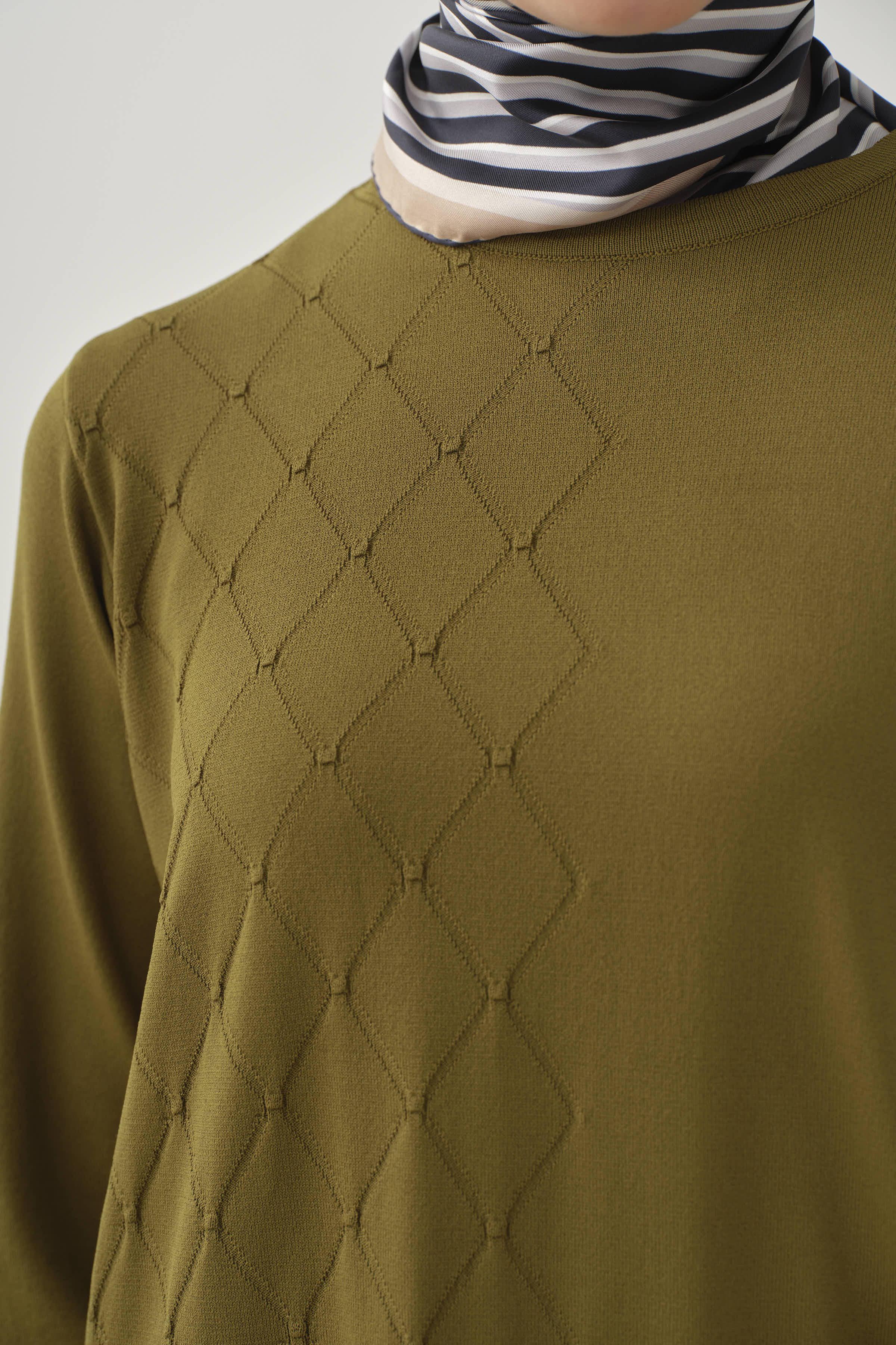 Baklava Desenli Tunik - Olive TUGBA