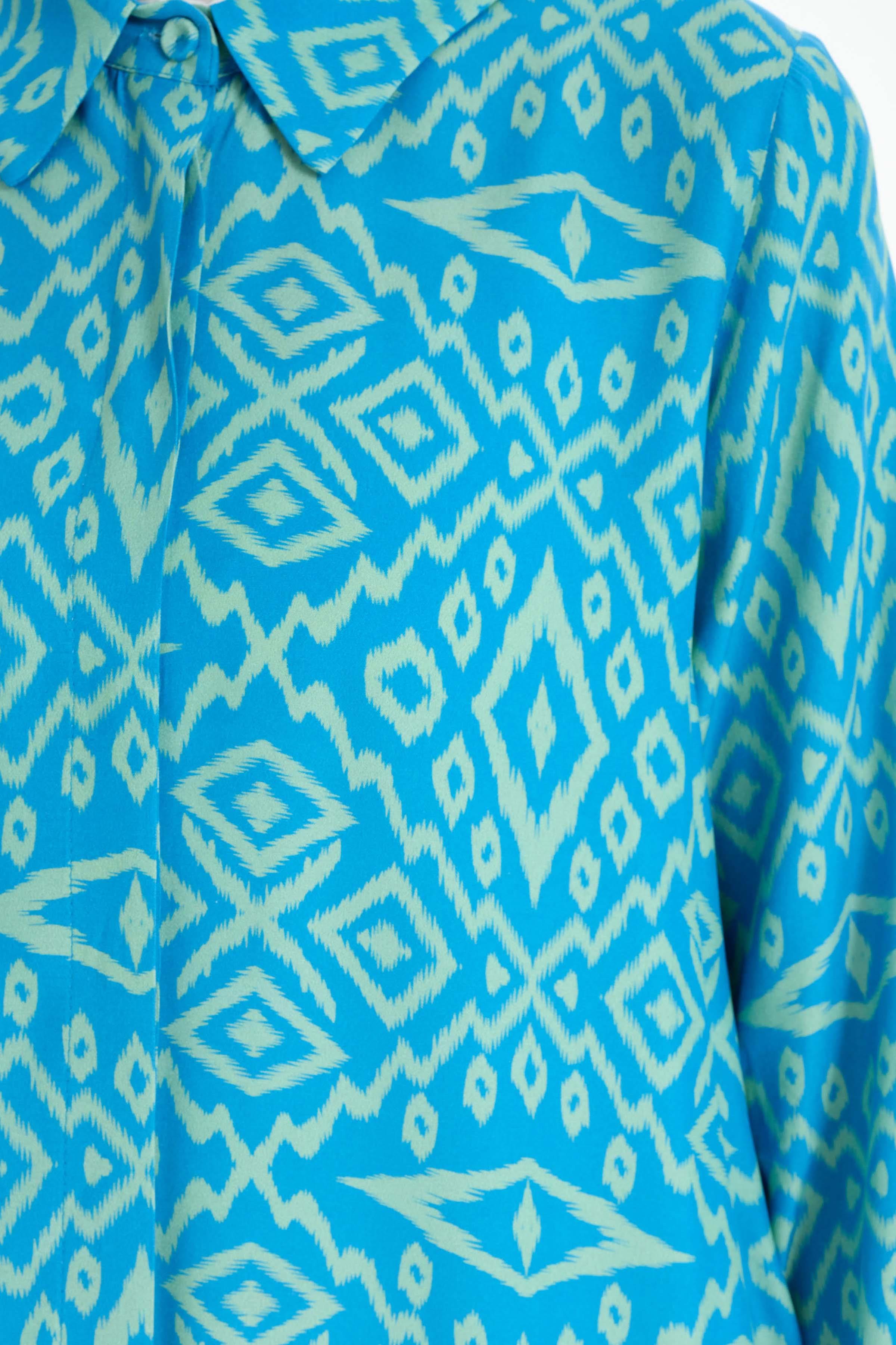 Baklava Desenli Uzun Tunik - Yeşil TUGBA