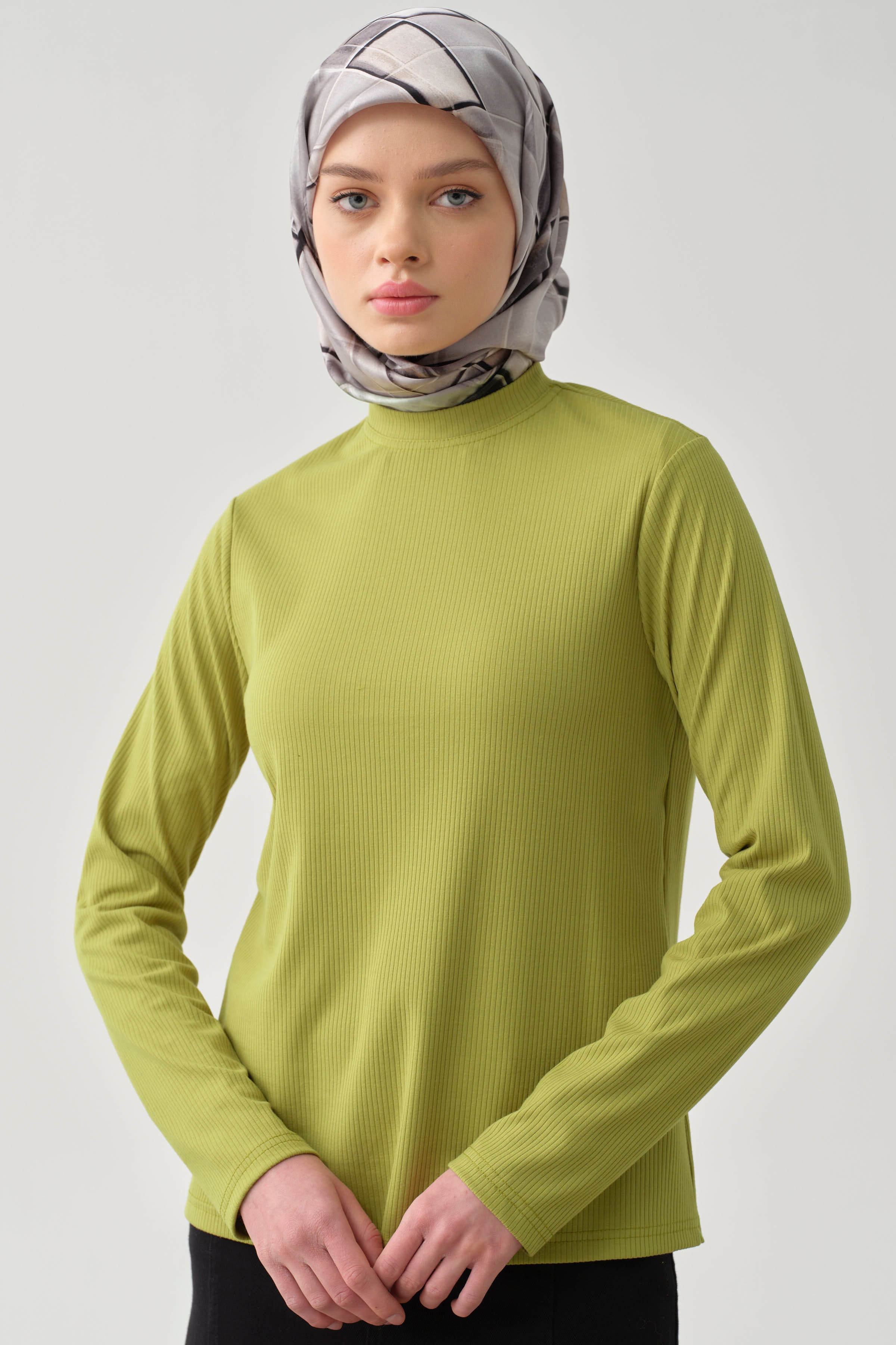 Balıkçı Yaka Örme Bluz - Asit TUGBA