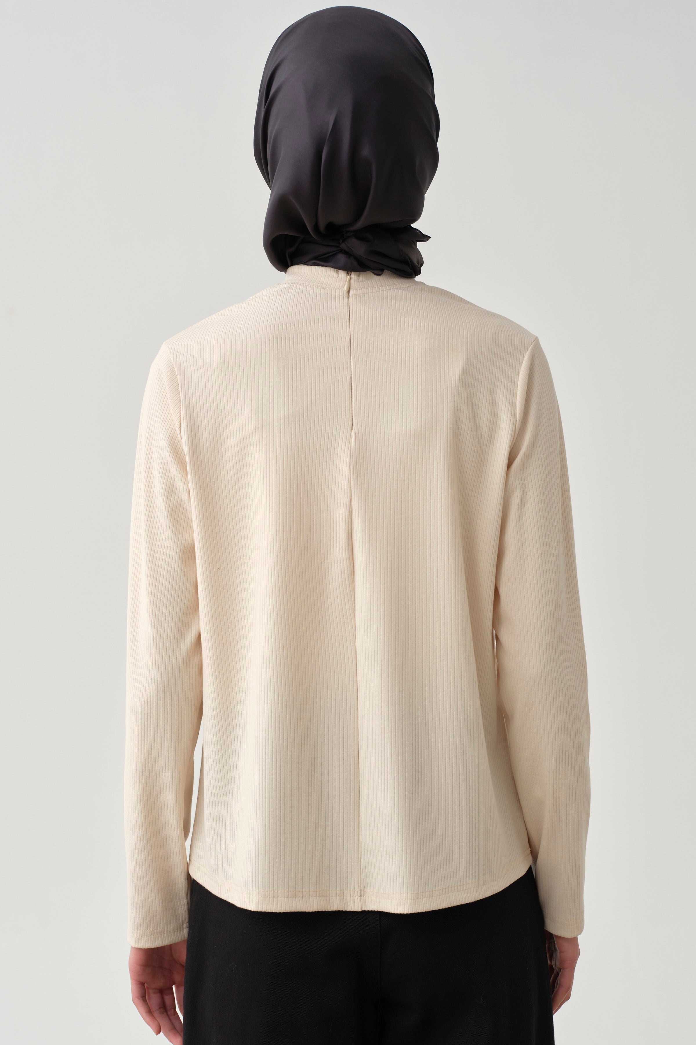 Balıkçı Yaka Örme Bluz - Krem TUGBA