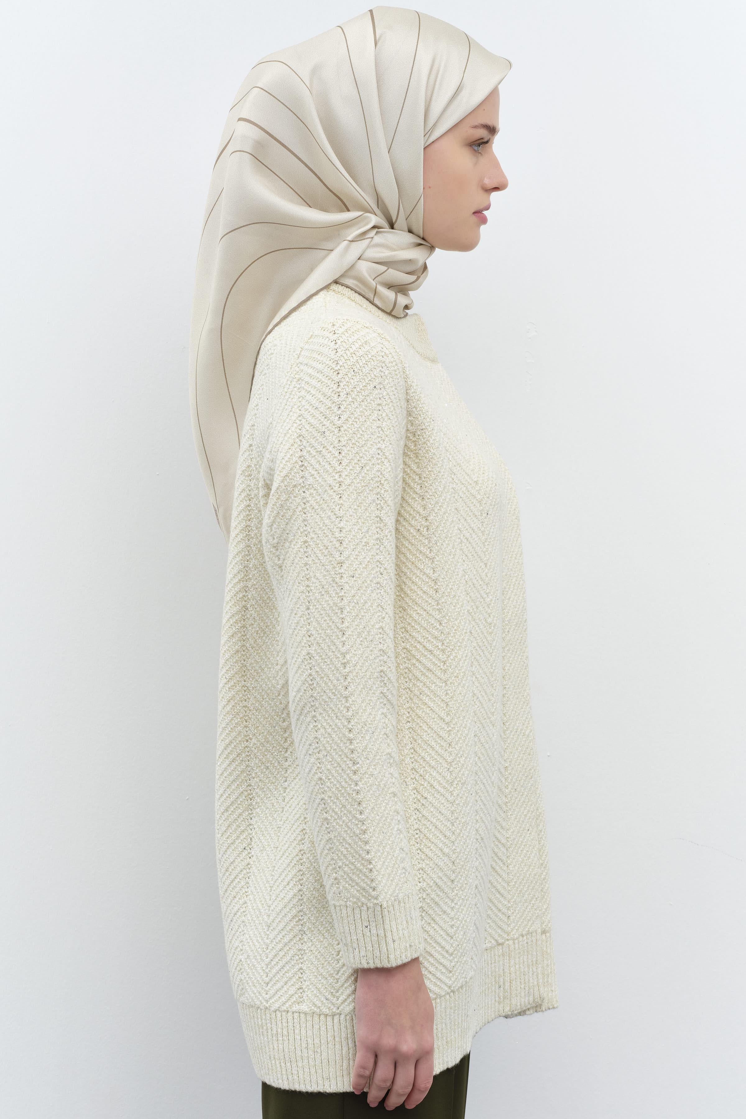 Balıkçı Yaka Triko Hırka - Ekru TUGBA