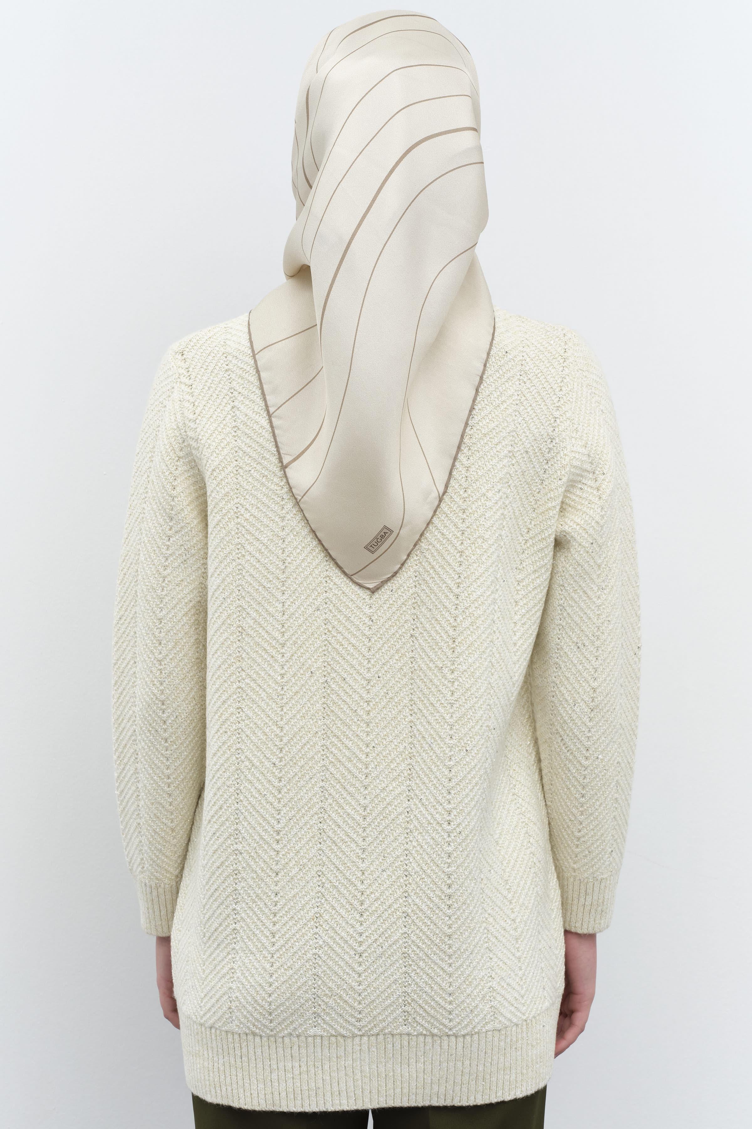 Balıkçı Yaka Triko Hırka - Ekru TUGBA