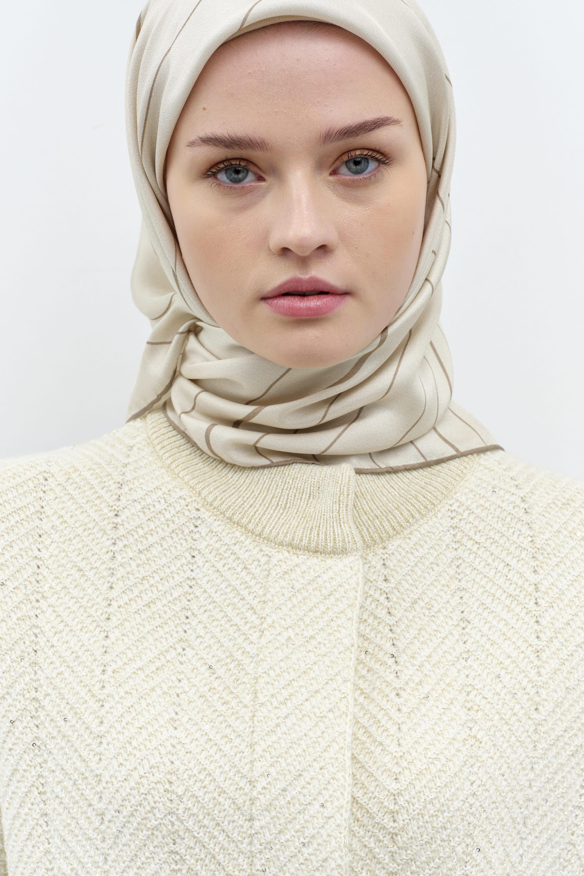 Balıkçı Yaka Triko Hırka - Ekru TUGBA