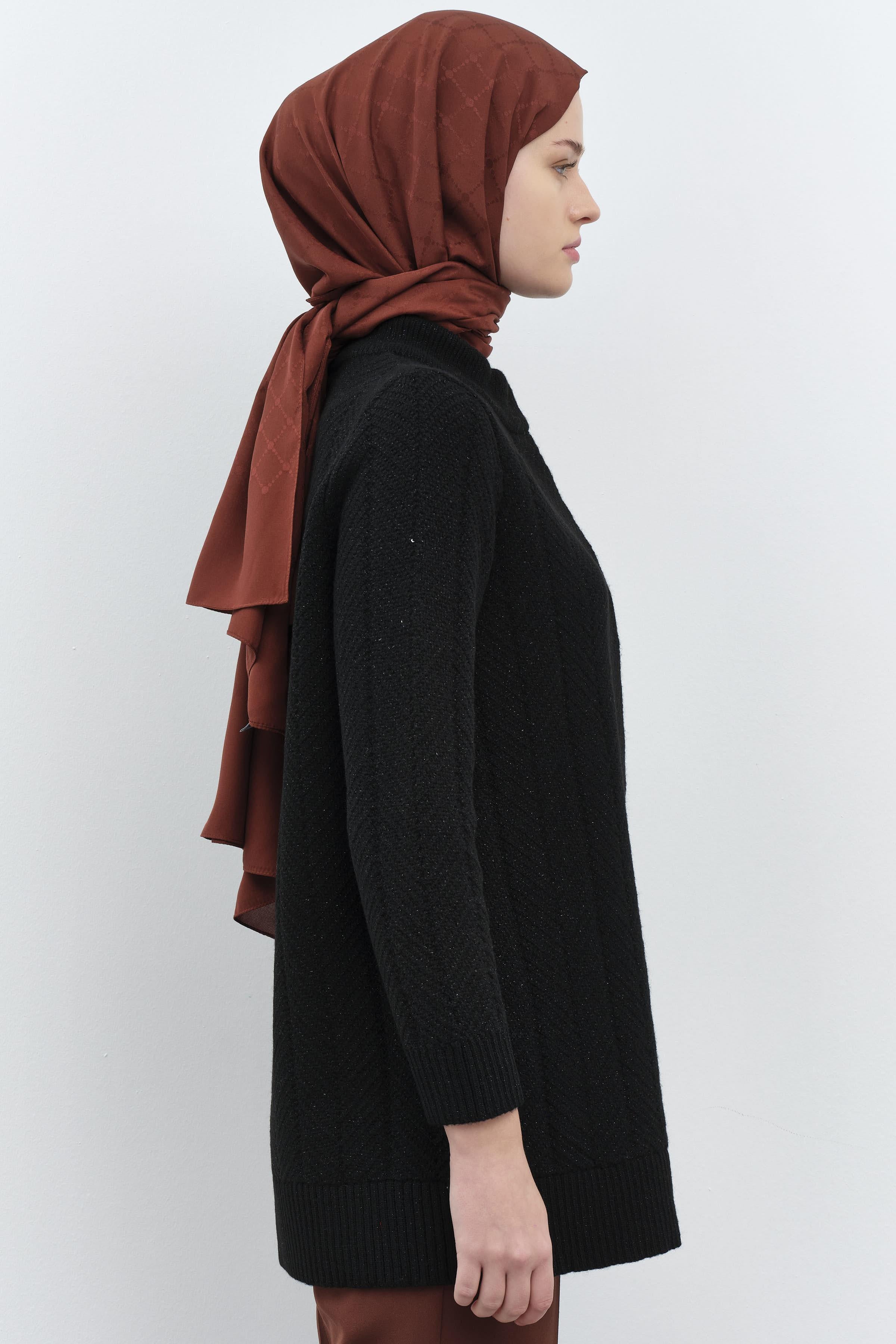 Balıkçı Yaka Triko Hırka - Siyah TUGBA