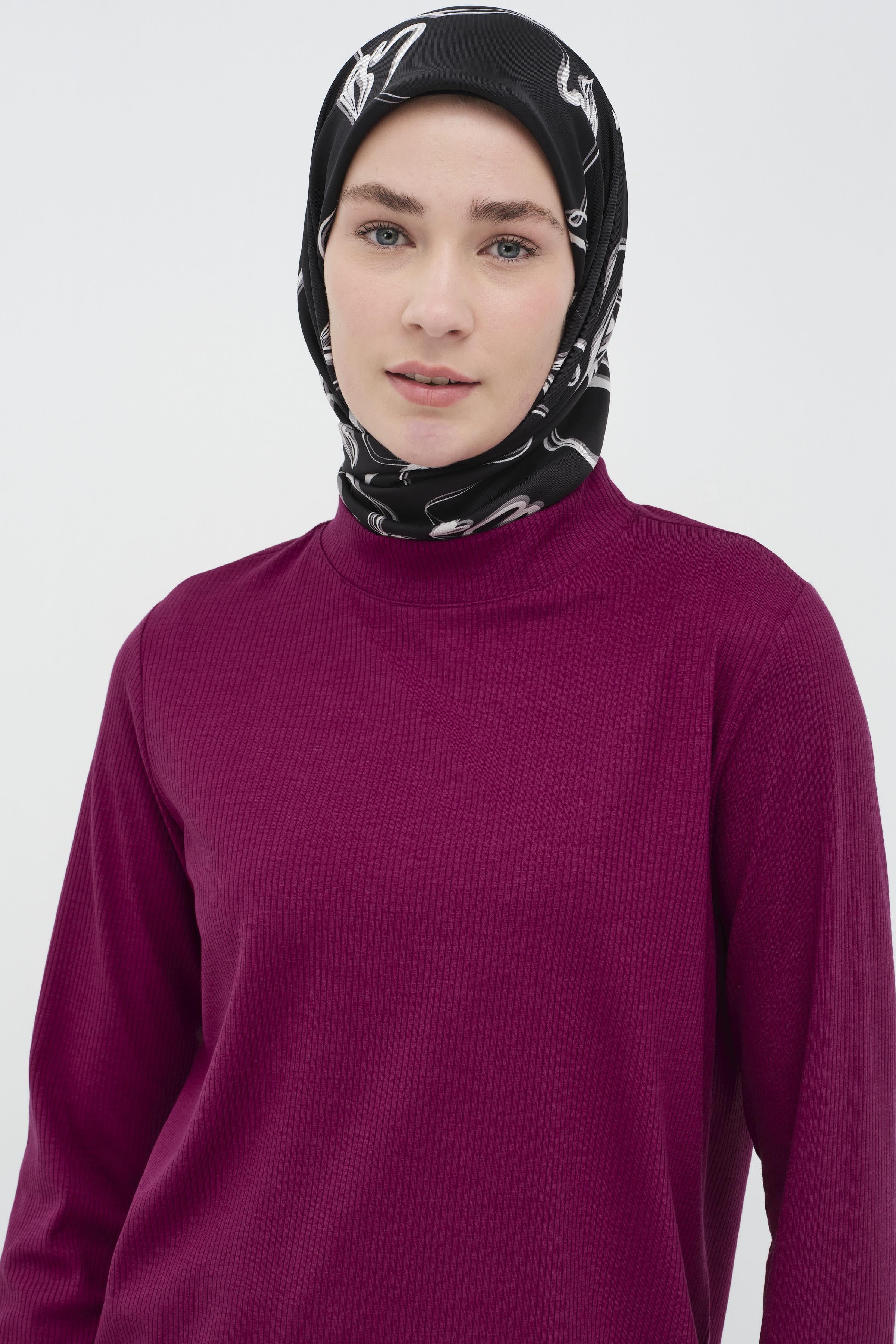 Balıkçı Yakalı Örme Bluz - Gül Kurusu TUGBA