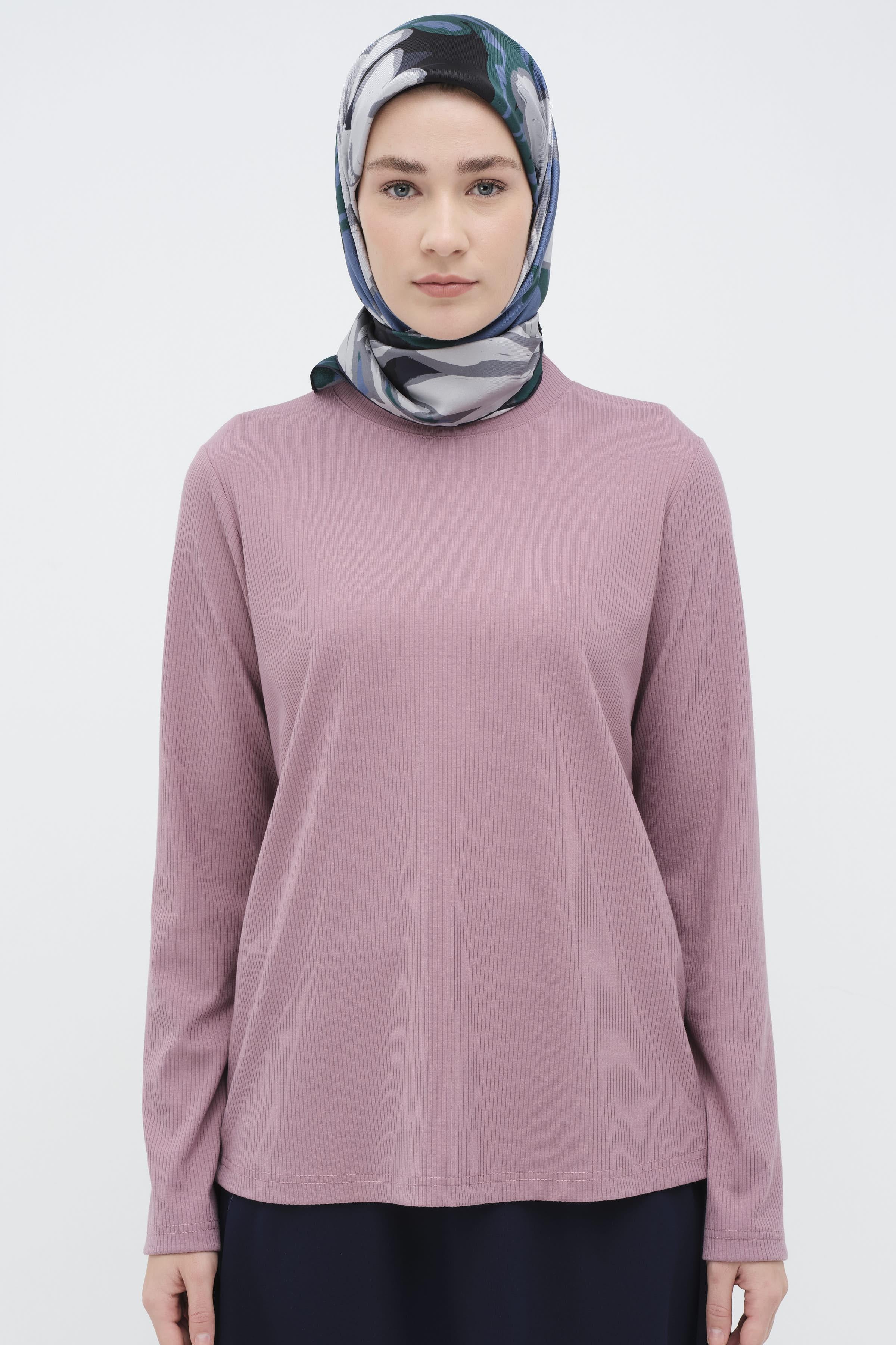 Balıkçı Yakalı Örme Bluz - Lavanta TUGBA