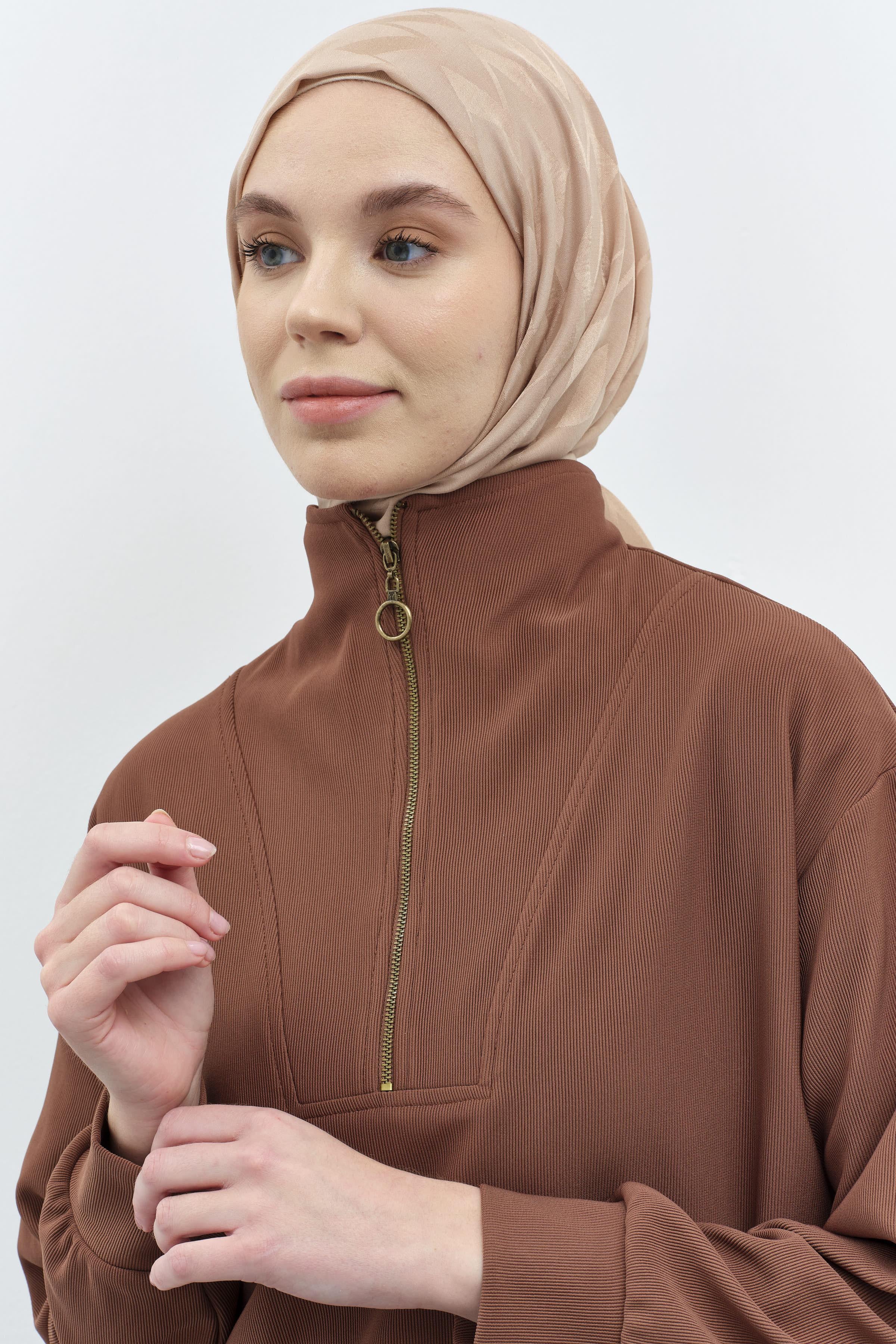 Balıkçı Yakalı Tunik Pantolon Örme Takım - Kahve TUGBA