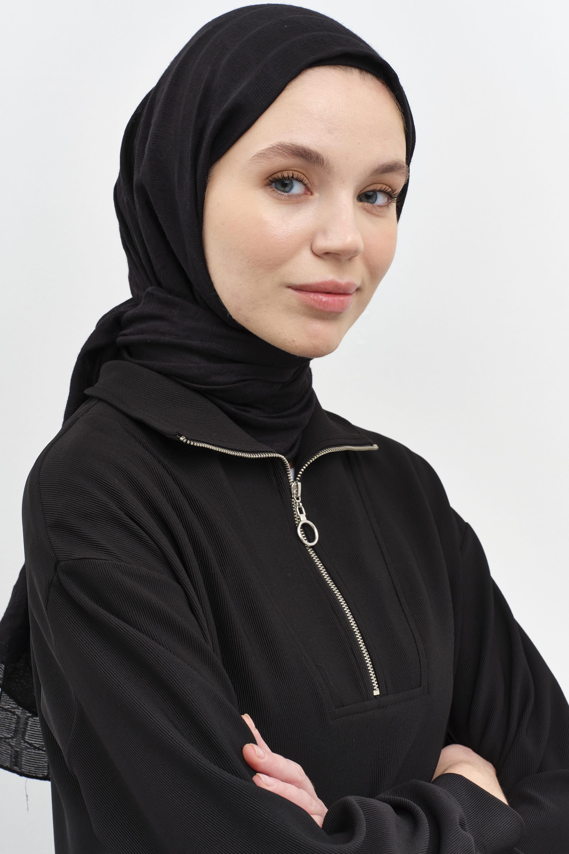 Balıkçı Yakalı Tunik Pantolon Örme Takım - Siyah TUGBA