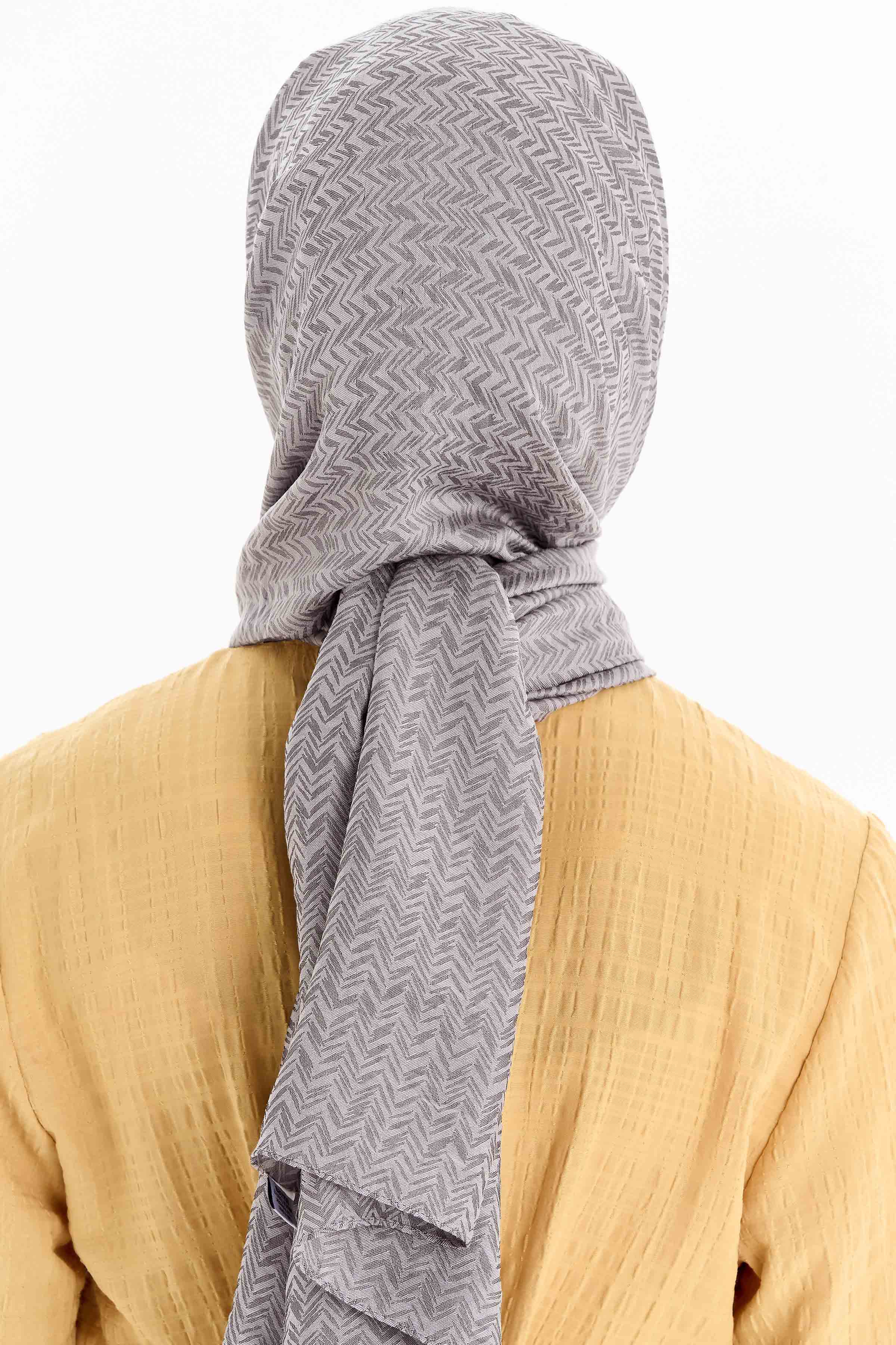 Balıksırtı Desen Viskon Şal - Gri TUGBA