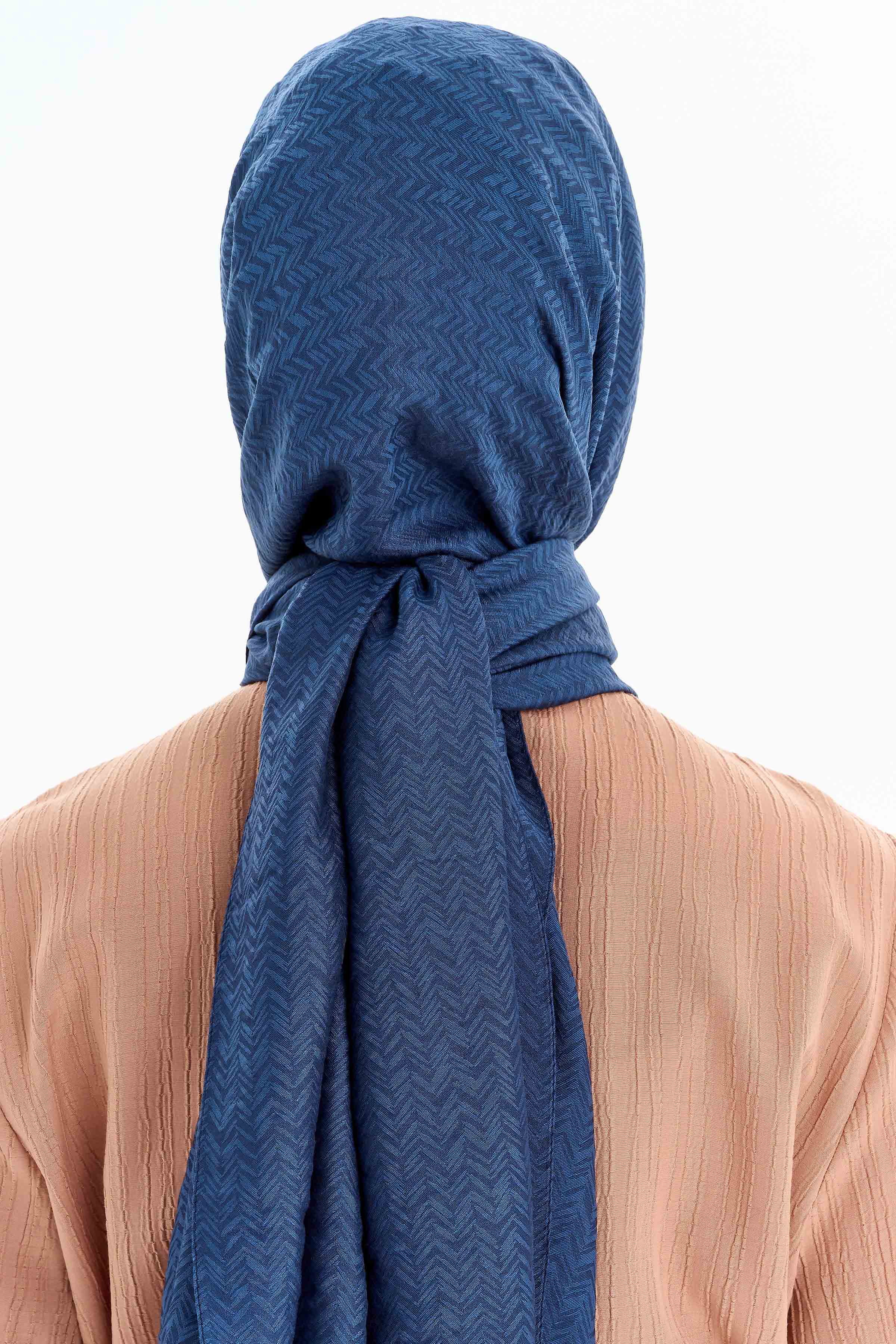 Balıksırtı Desen Viskon Şal - İndigo TUGBA