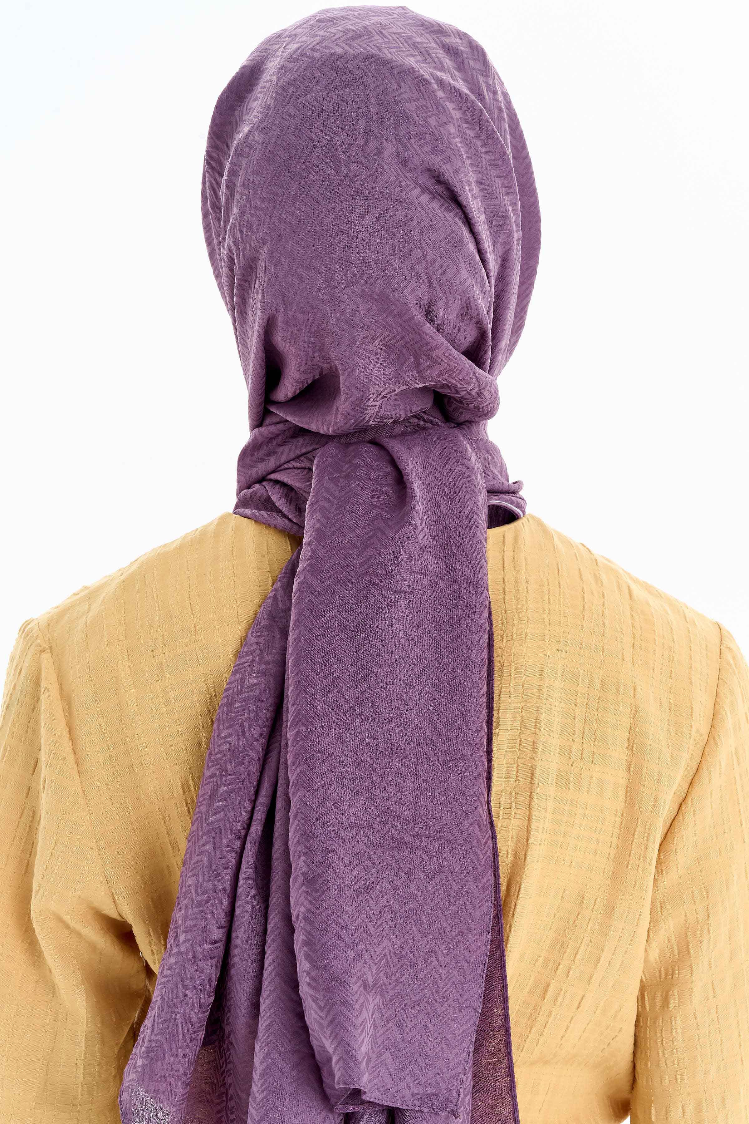 Balıksırtı Desen Viskon Şal - Lila TUGBA