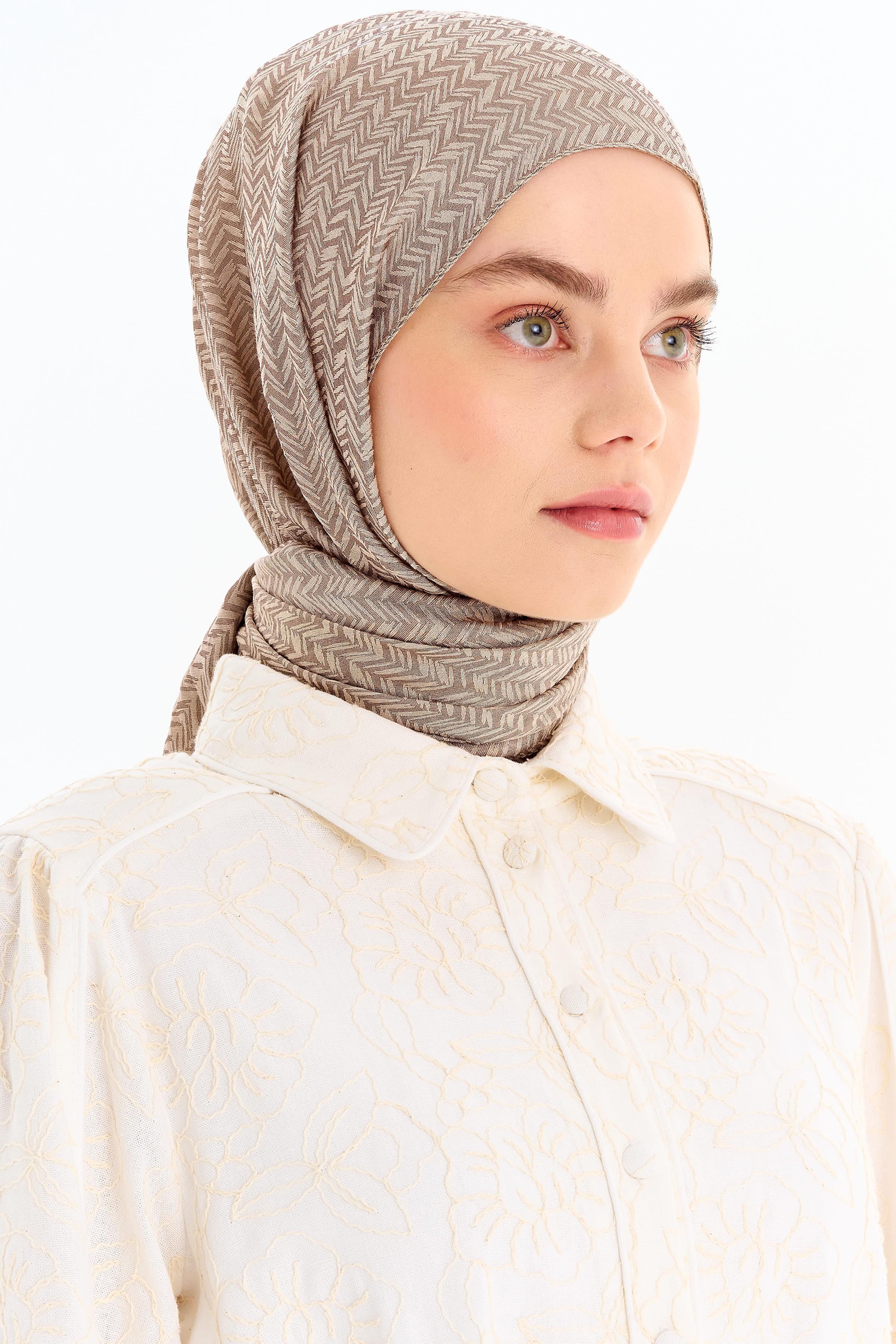 Balıksırtı Desen Viskon Şal - Taş TUGBA