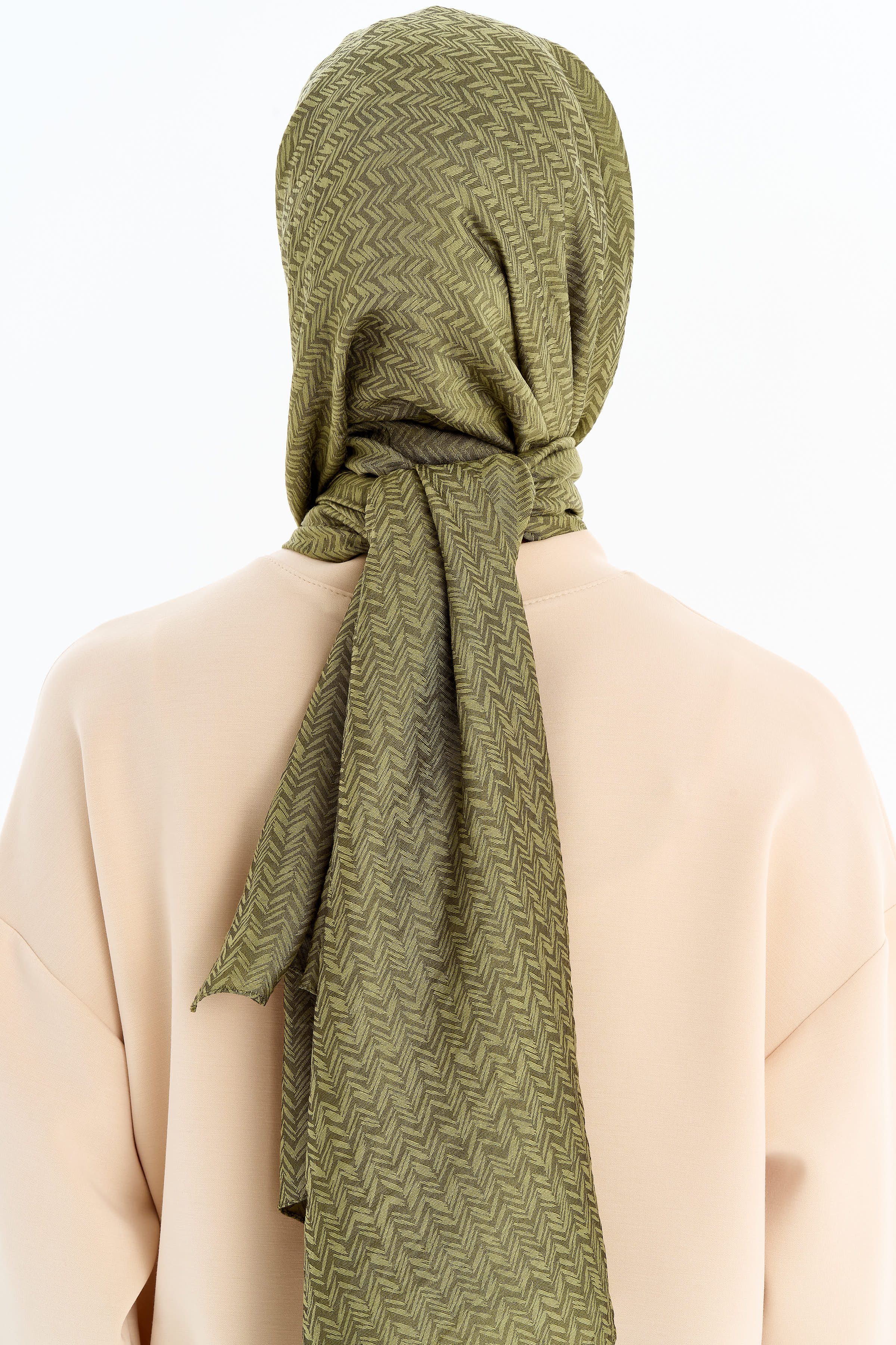 Balıksırtı Desen Viskon Şal - Yeşil TUGBA