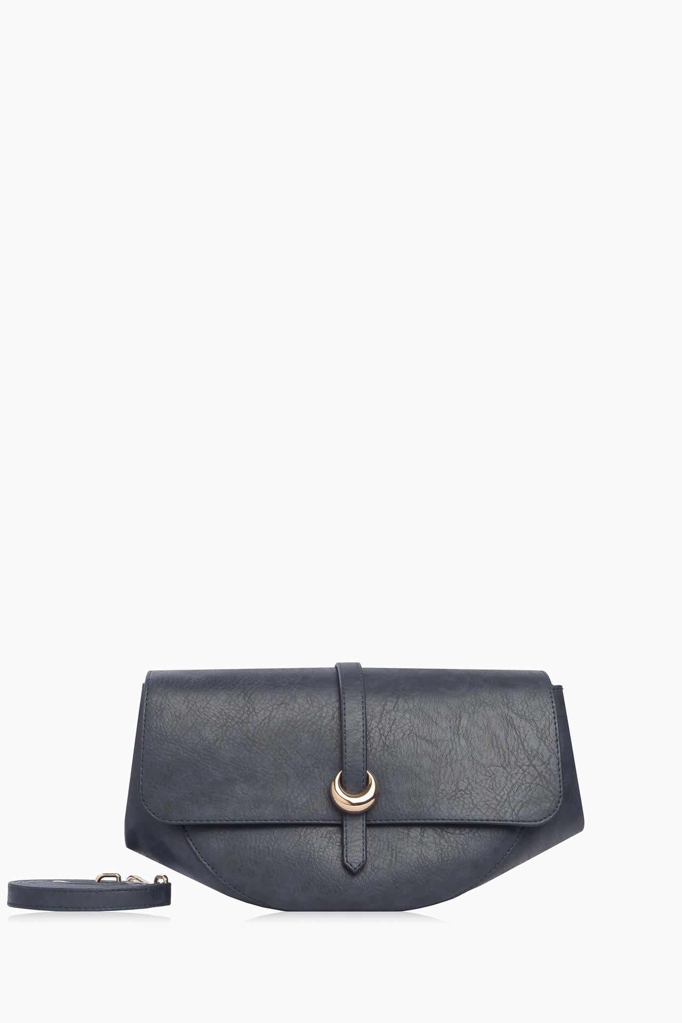 Bant Tokalı Flap Çanta - Lacivert TUGBA