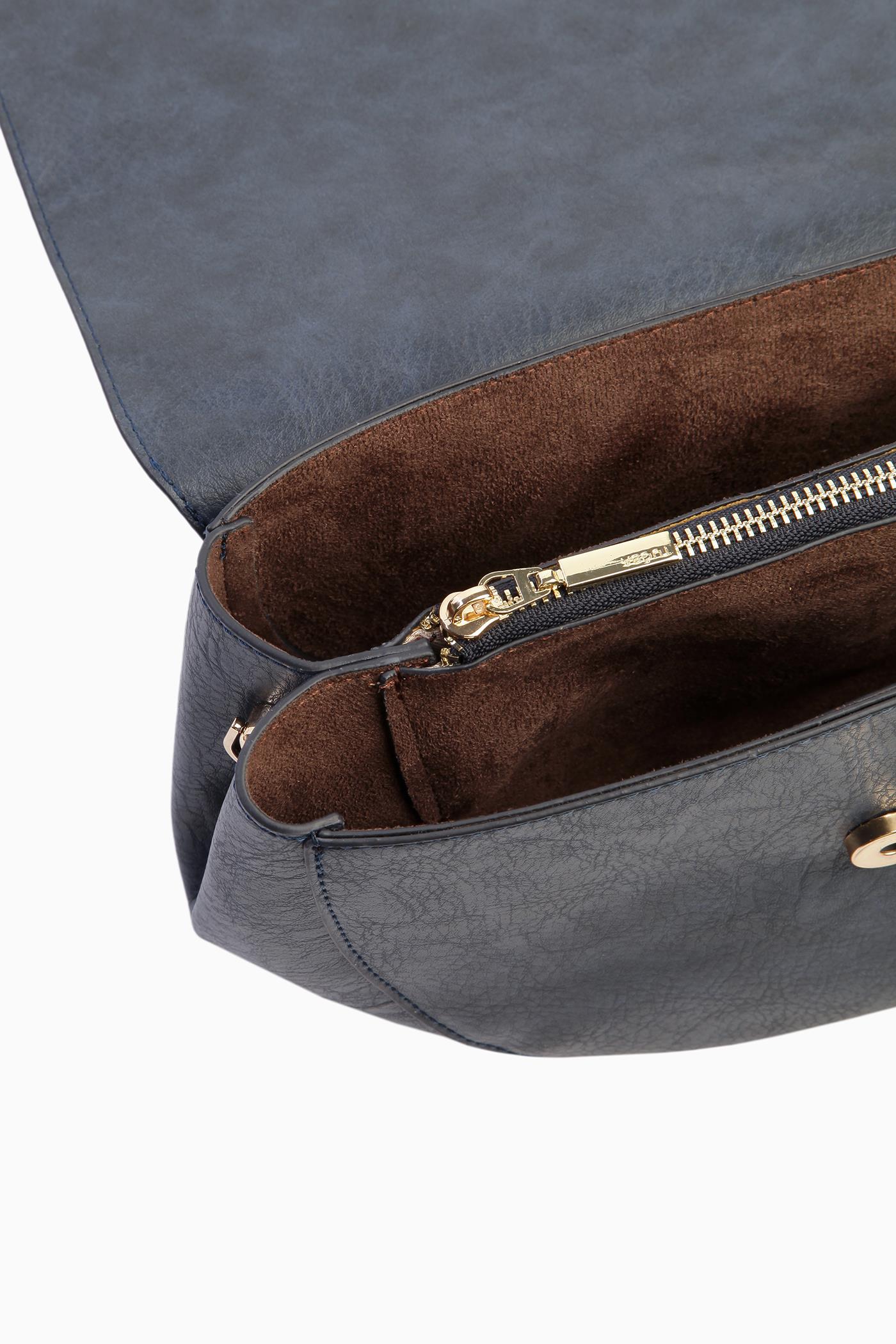 Bant Tokalı Flap Çanta - Lacivert TUGBA