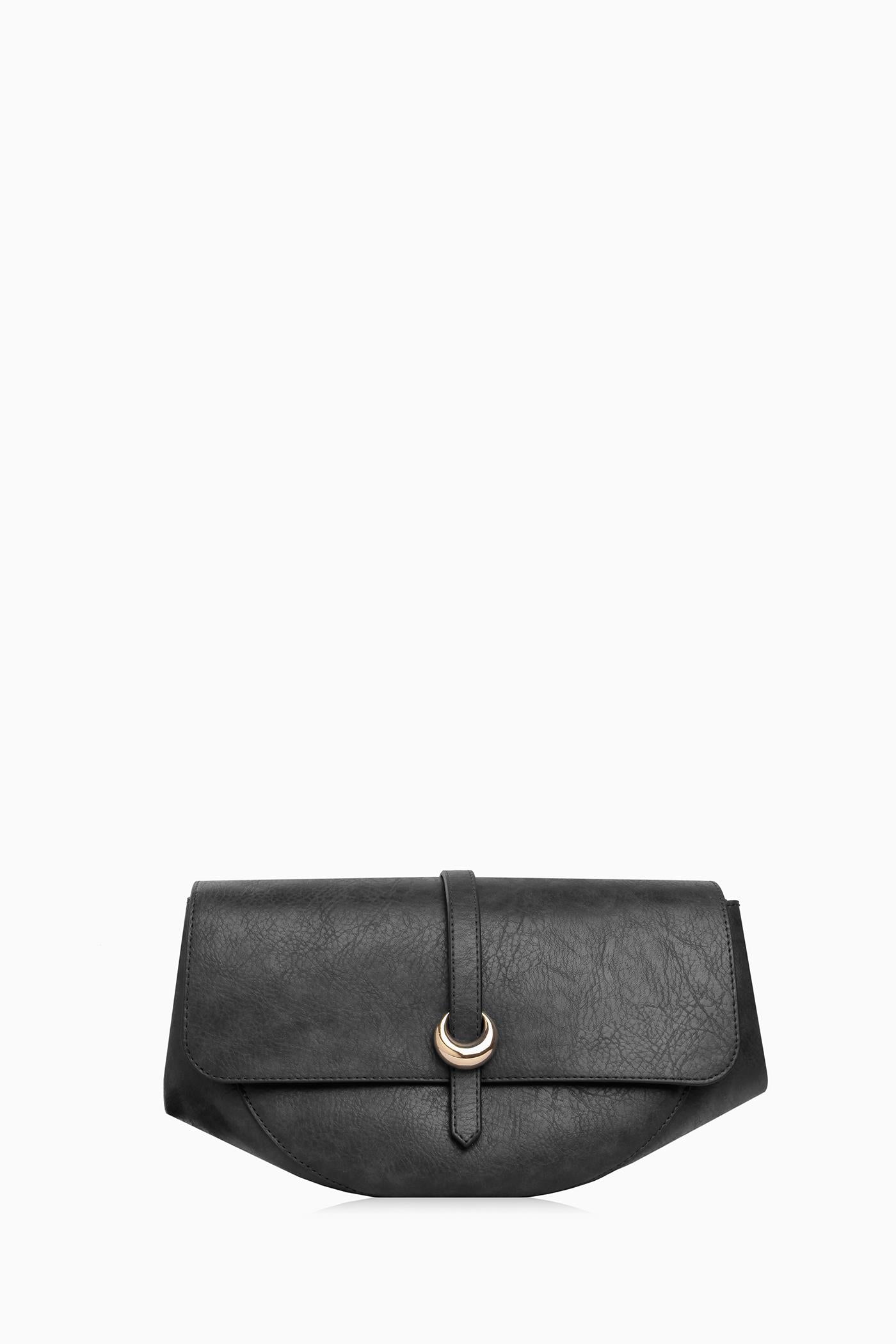 Bant Tokalı Flap Çanta - Siyah TUGBA