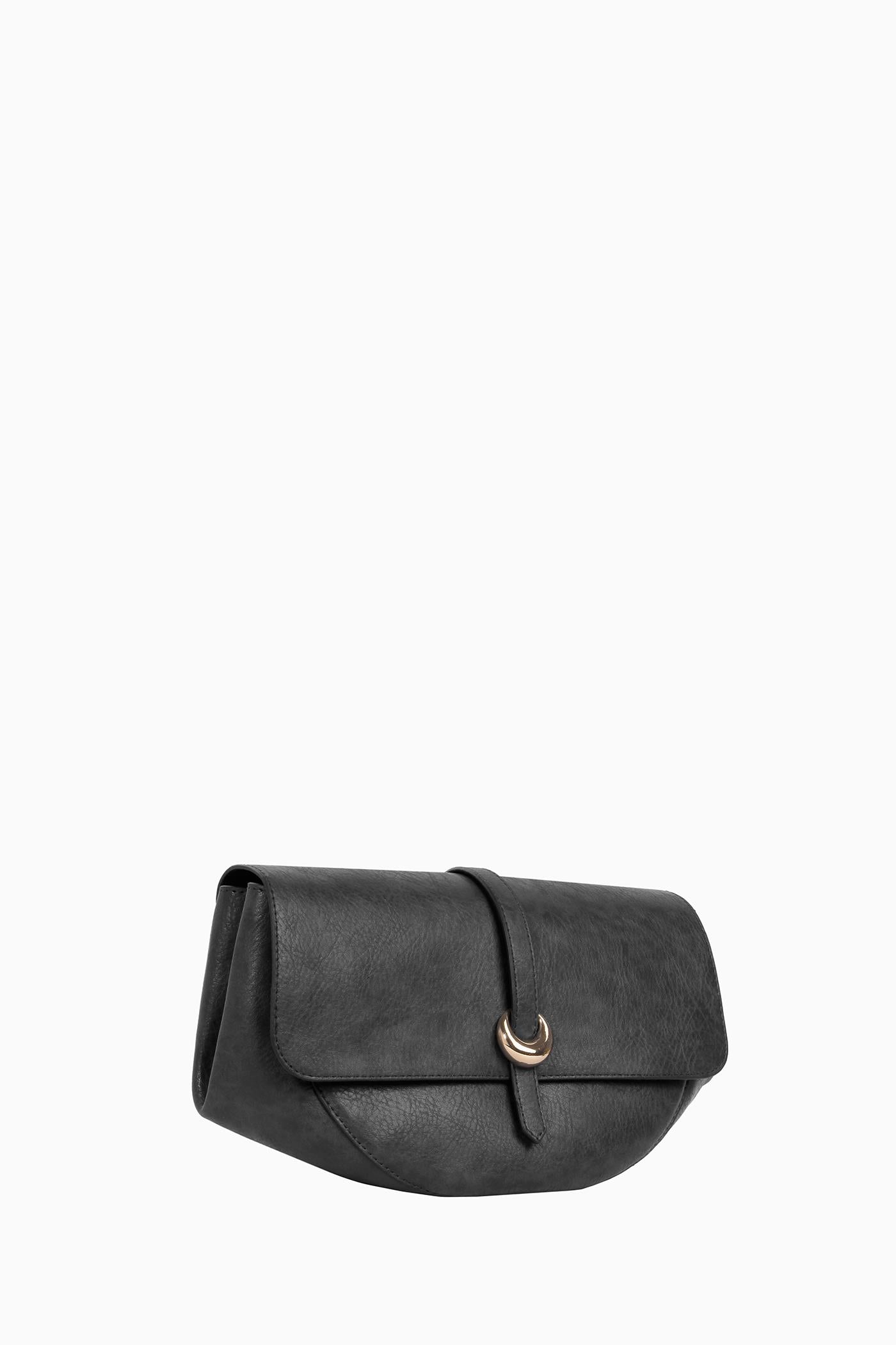 Bant Tokalı Flap Çanta - Siyah TUGBA