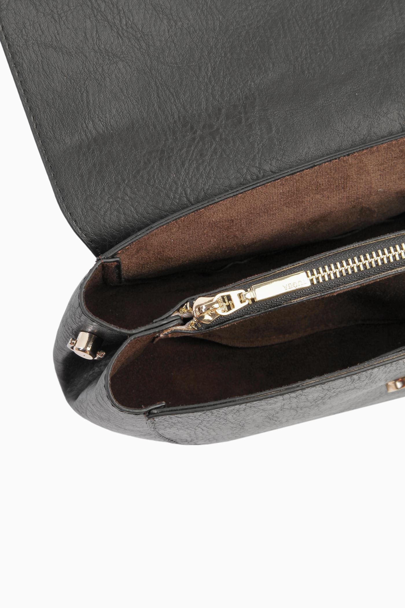 Bant Tokalı Flap Çanta - Siyah TUGBA