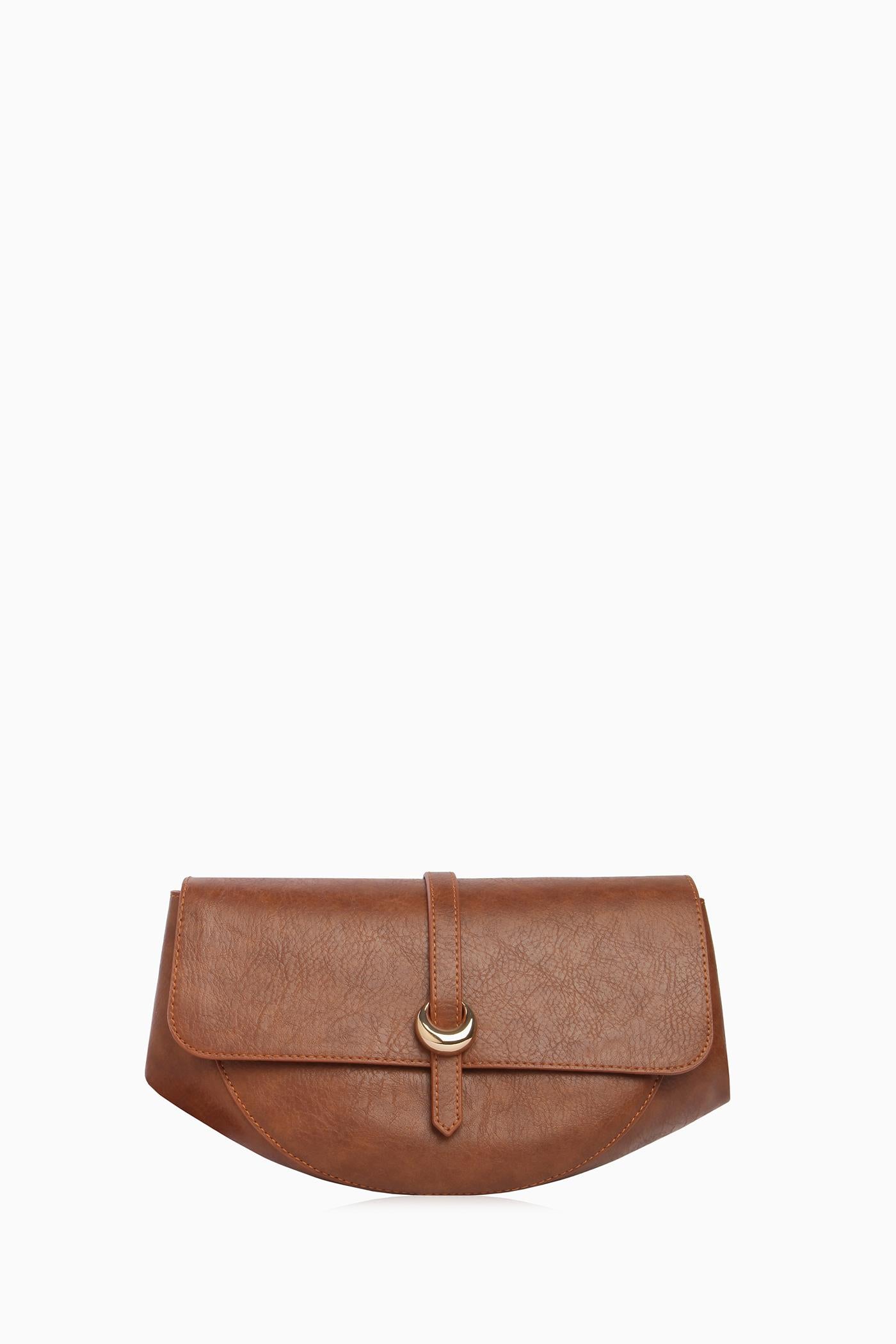 Bant Tokalı Flap Çanta - Taba TUGBA