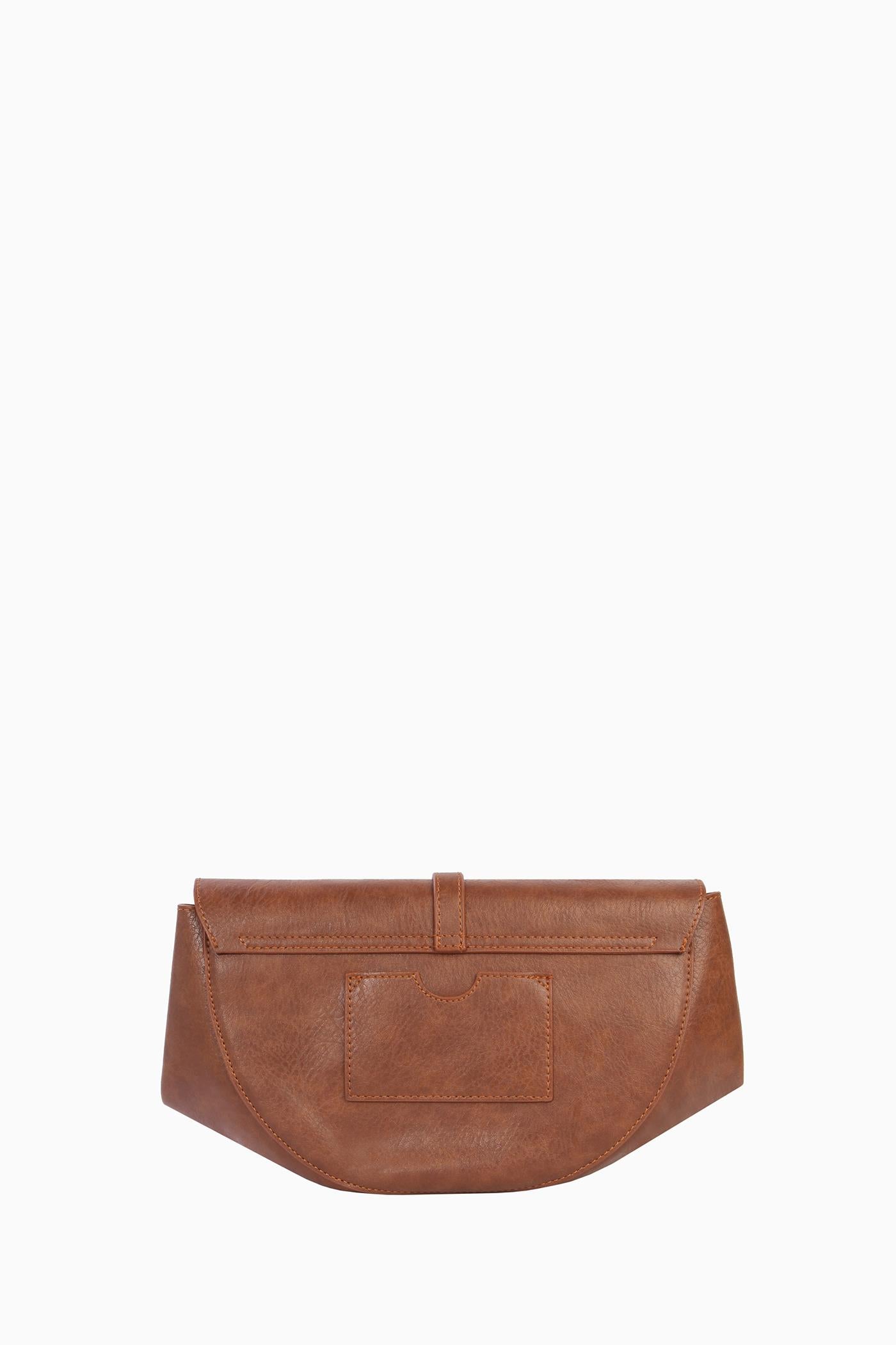 Bant Tokalı Flap Çanta - Taba TUGBA