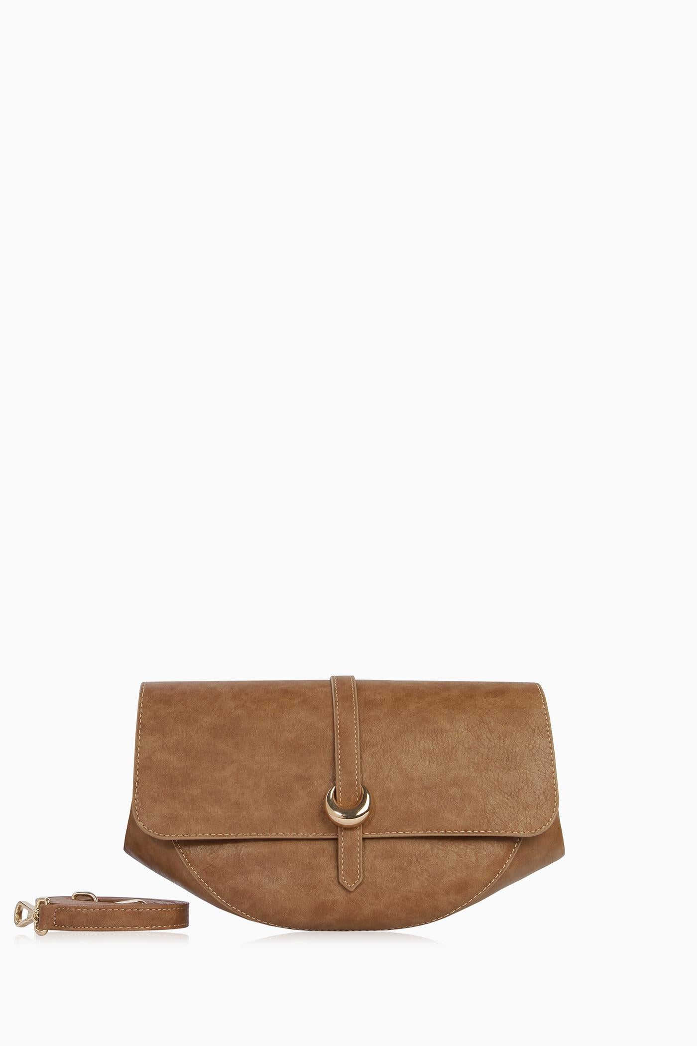 Bant Tokalı Flap Çanta - Vizon TUGBA