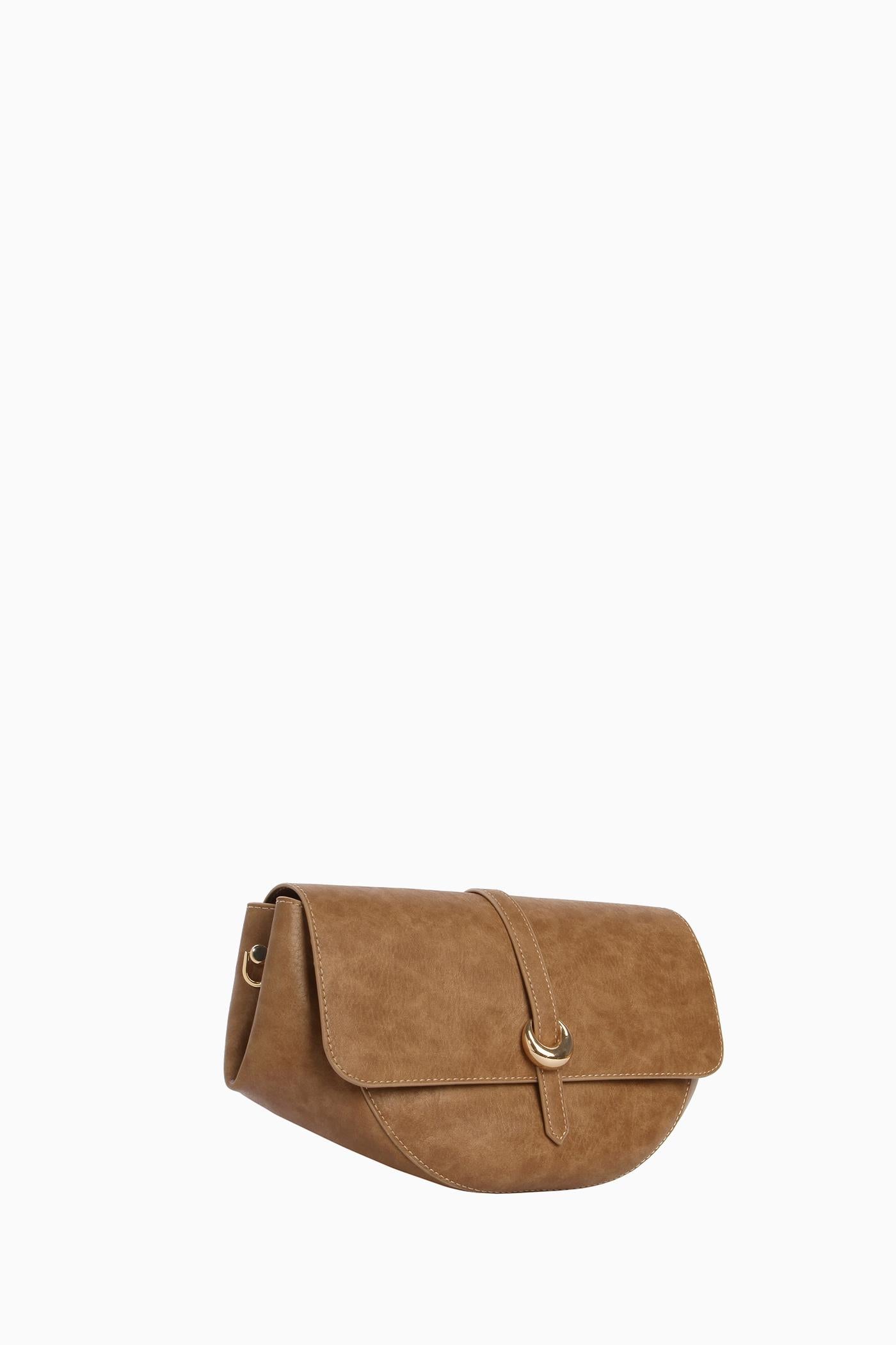 Bant Tokalı Flap Çanta - Vizon TUGBA