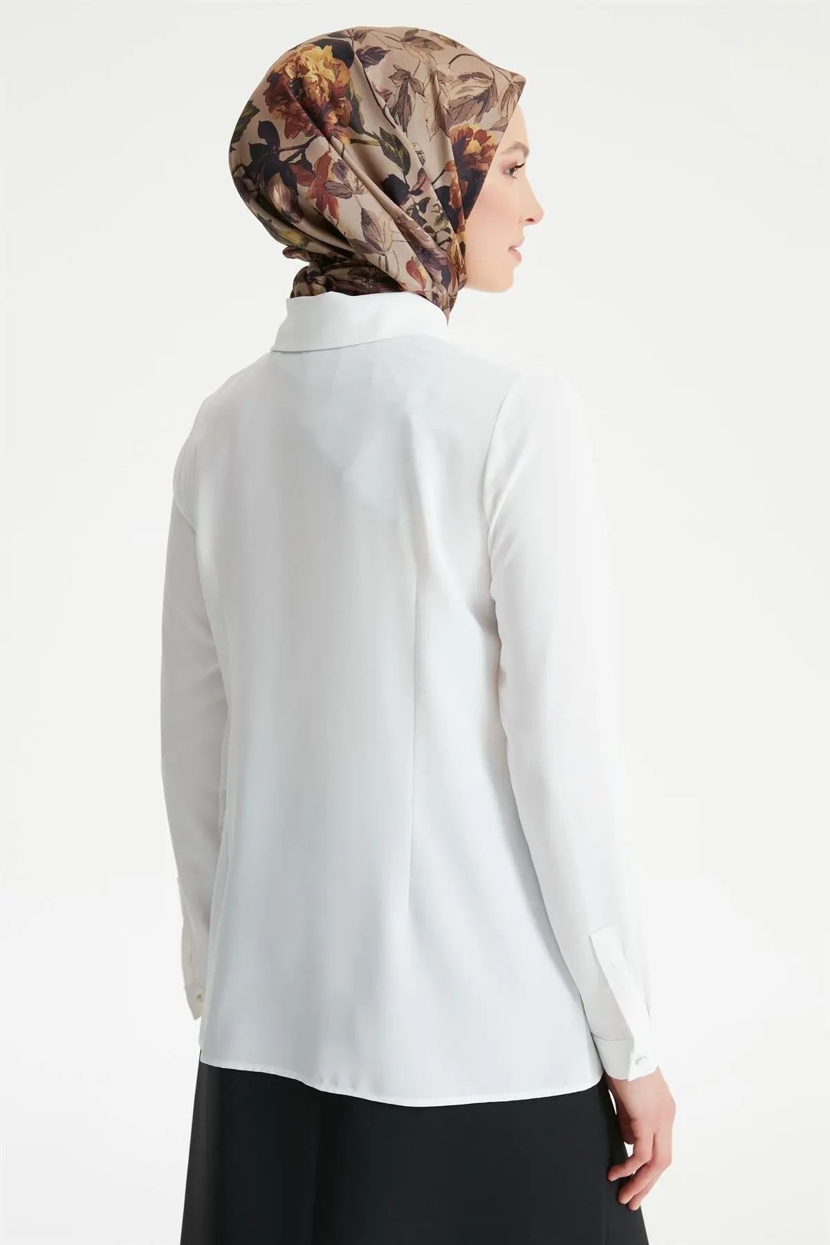 Basic Gizli Patlı Gömlek - Ekru TUGBA