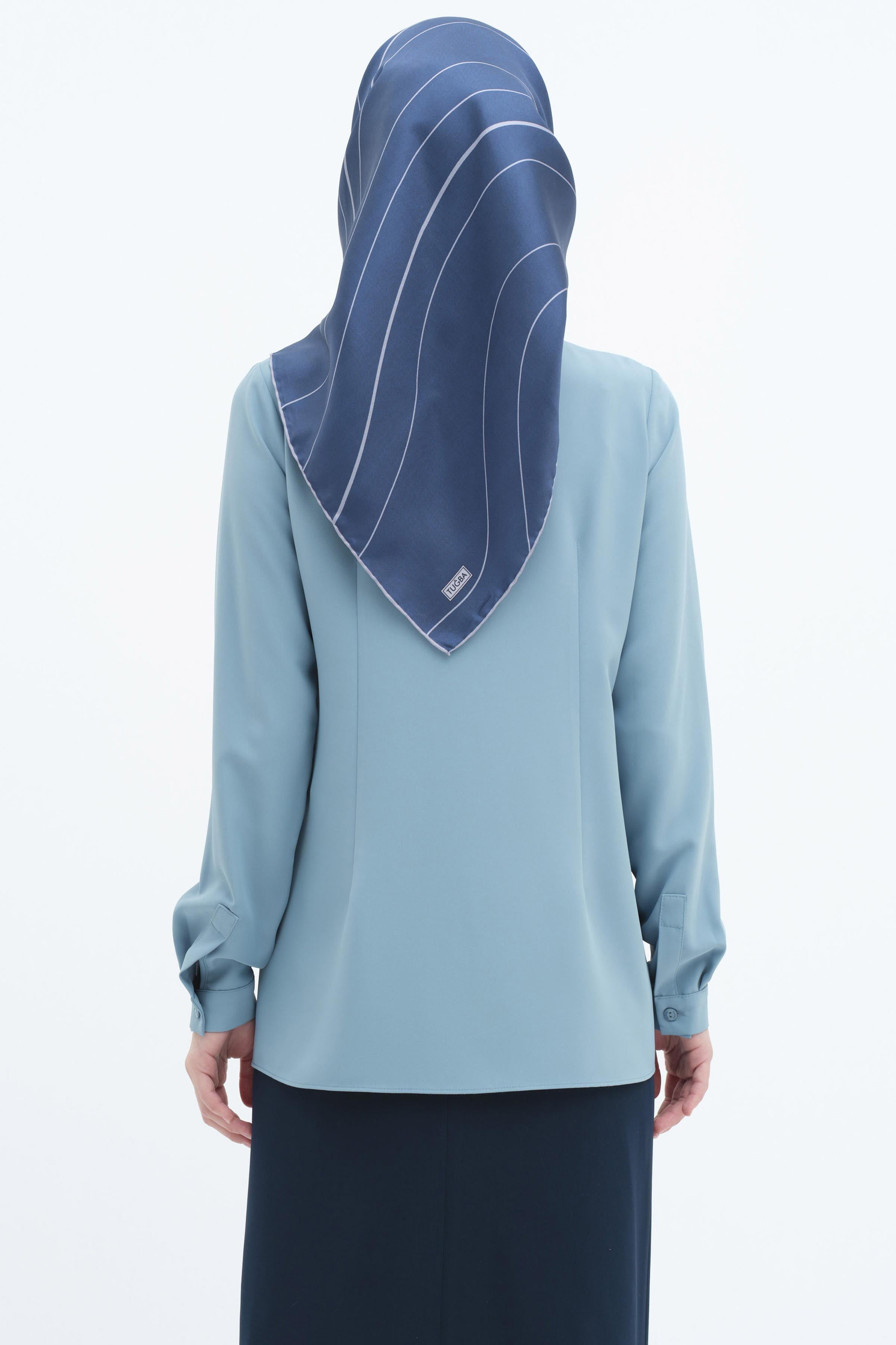 Basic Gizli Patlı Gömlek - Mavi TUGBA