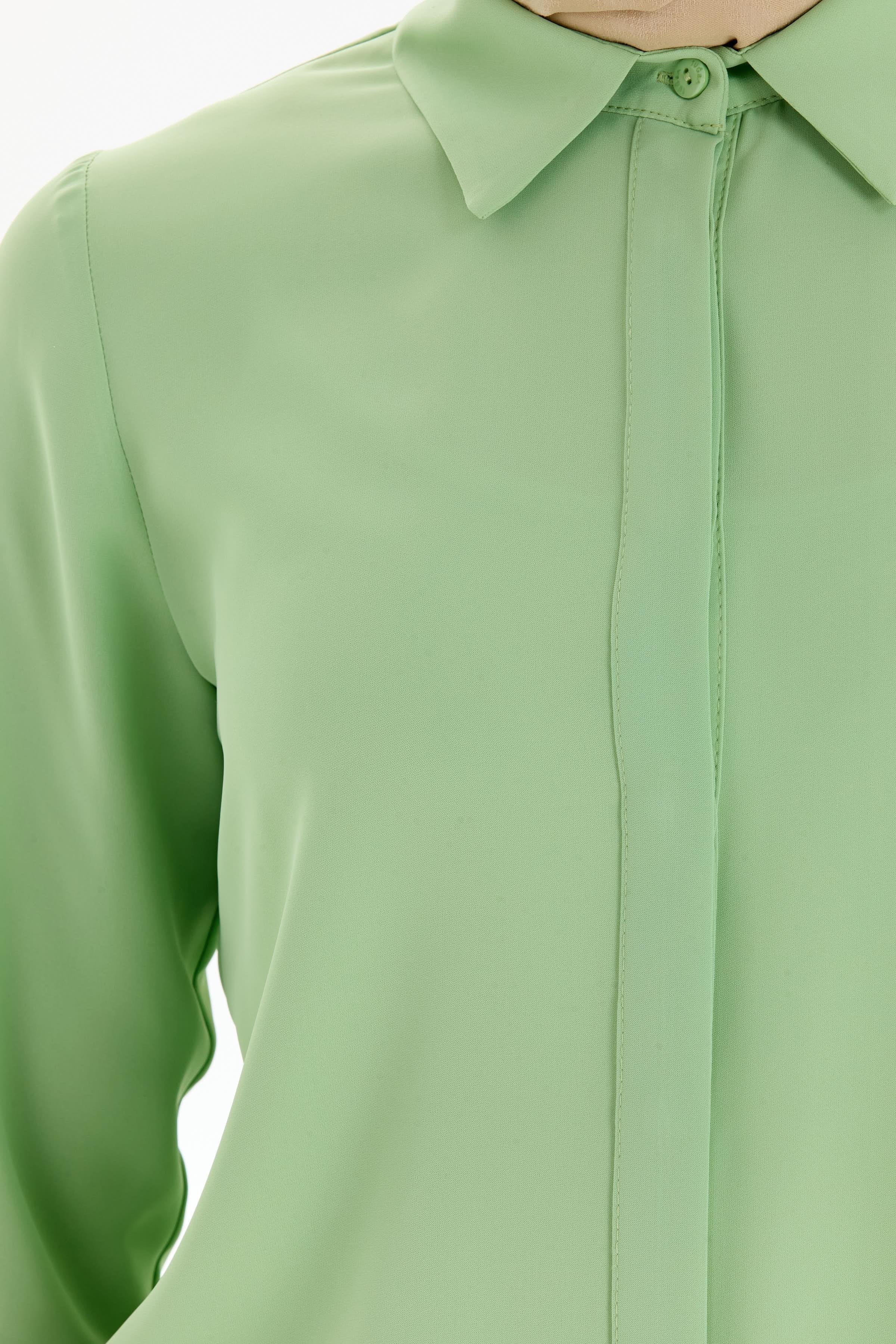 Basic Gizli Patlı Gömlek - Mint TUGBA