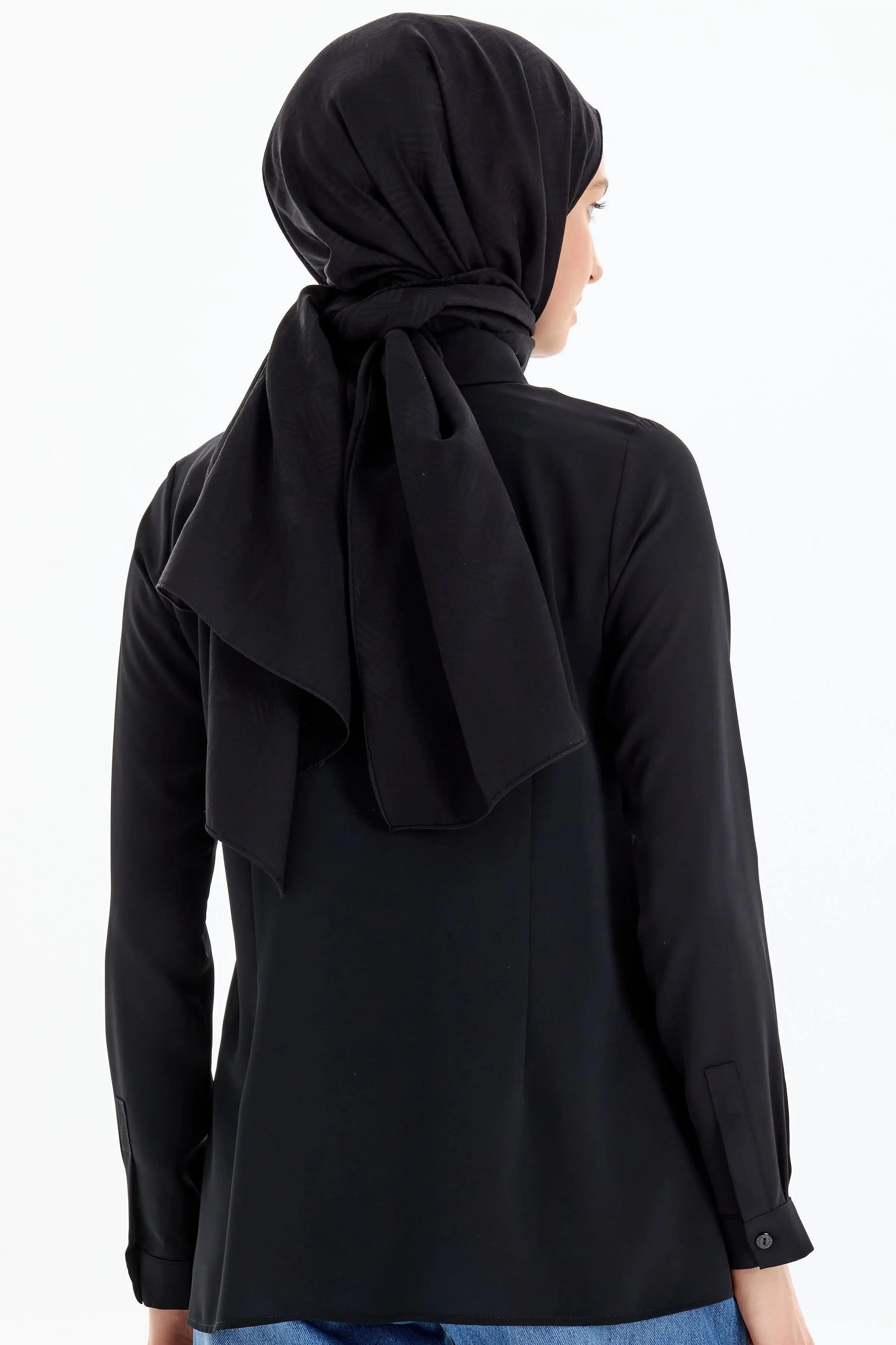 Basic Gizli Patlı Gömlek - Siyah TUGBA