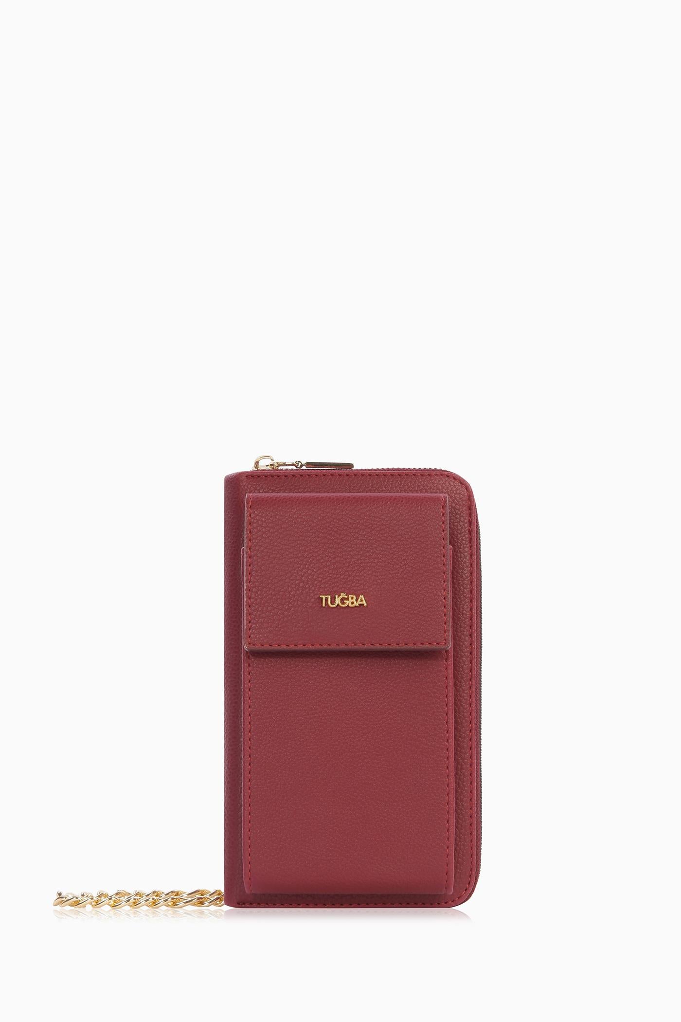 Bayan Çanta Telefonluk - Bordo TUGBA