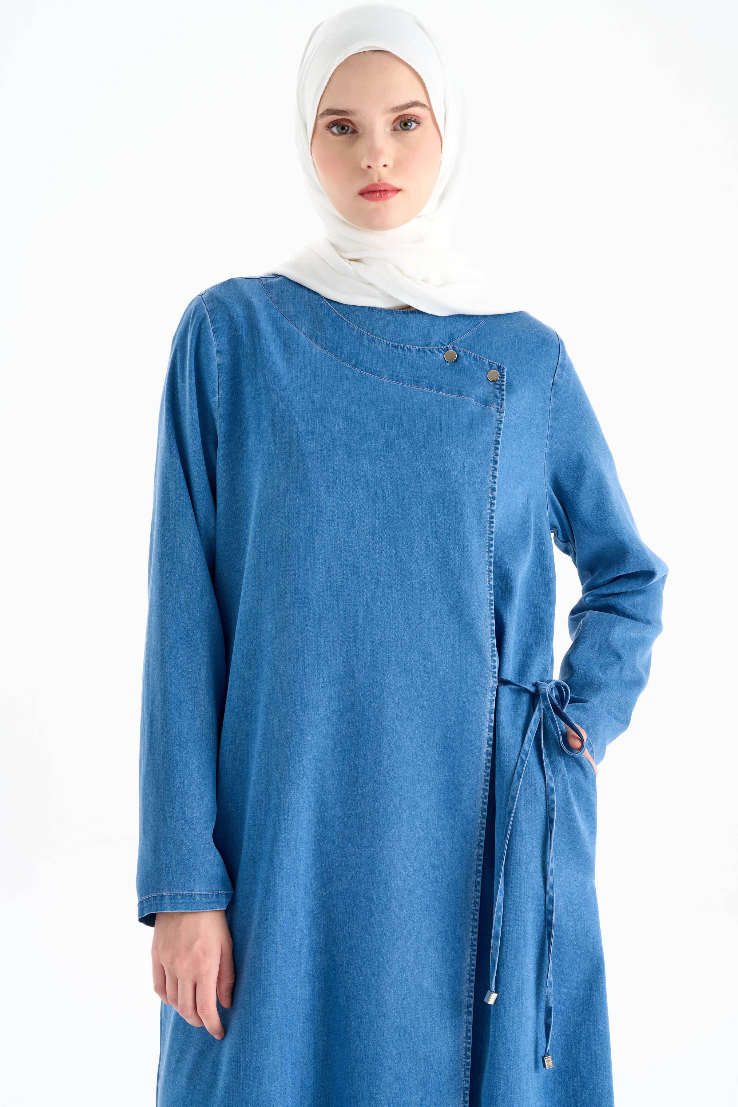 Bel Bağcıklı Tencel Giy-Çık - İndigo TUGBA