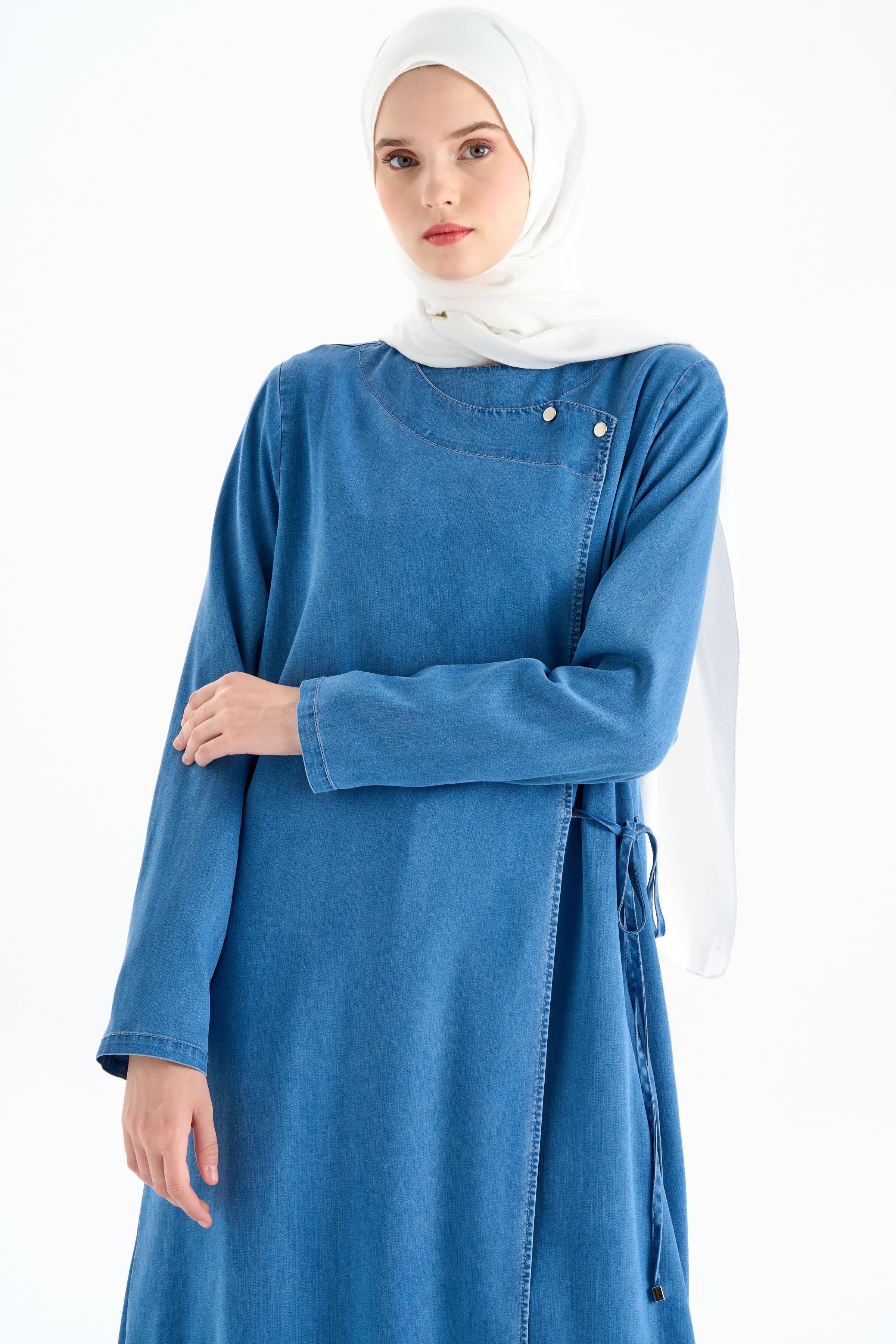 Bel Bağcıklı Tencel Giy-Çık - İndigo TUGBA